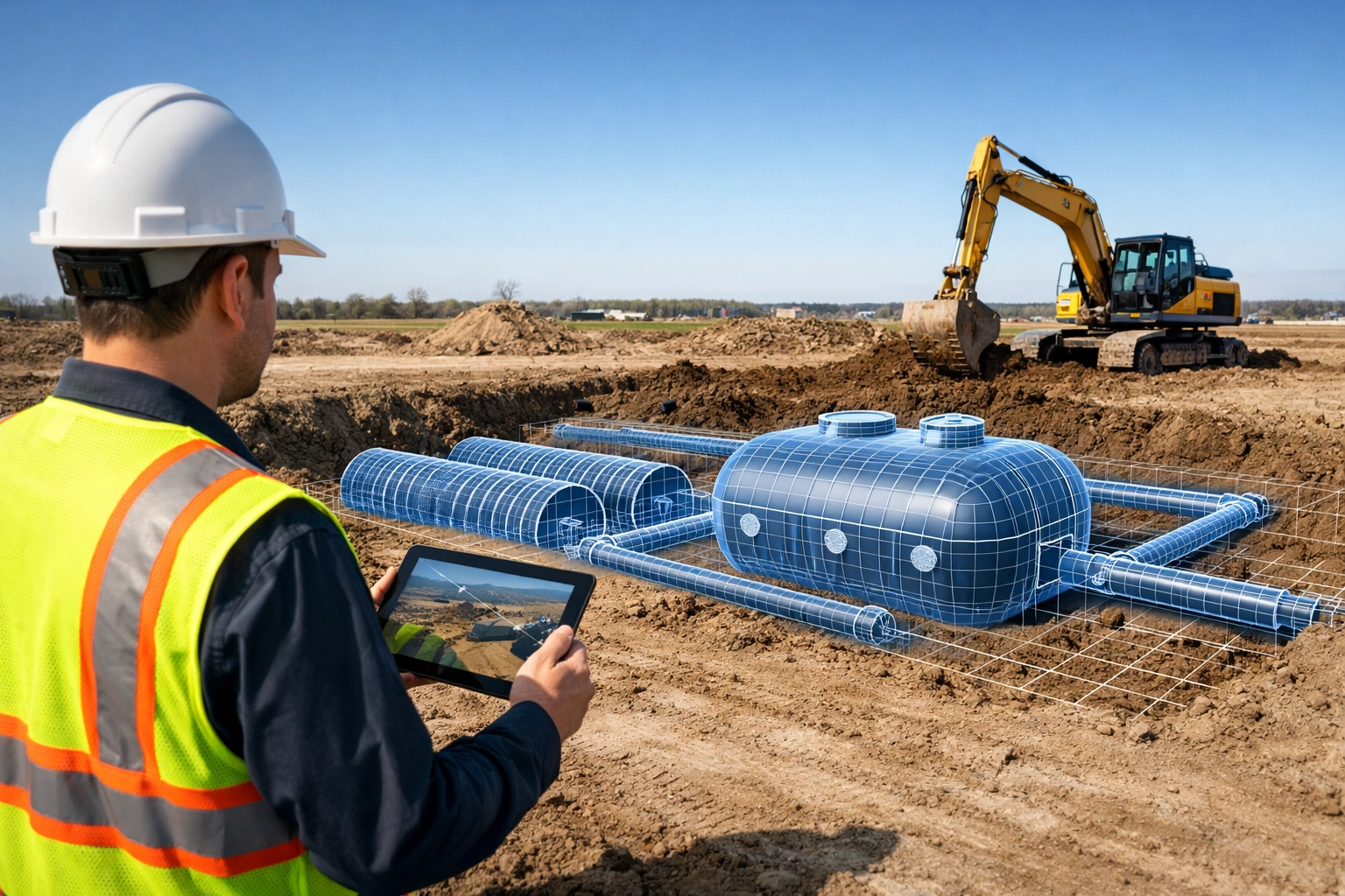 Ontario land development site grading and stormwater management infrastructure under construction.
