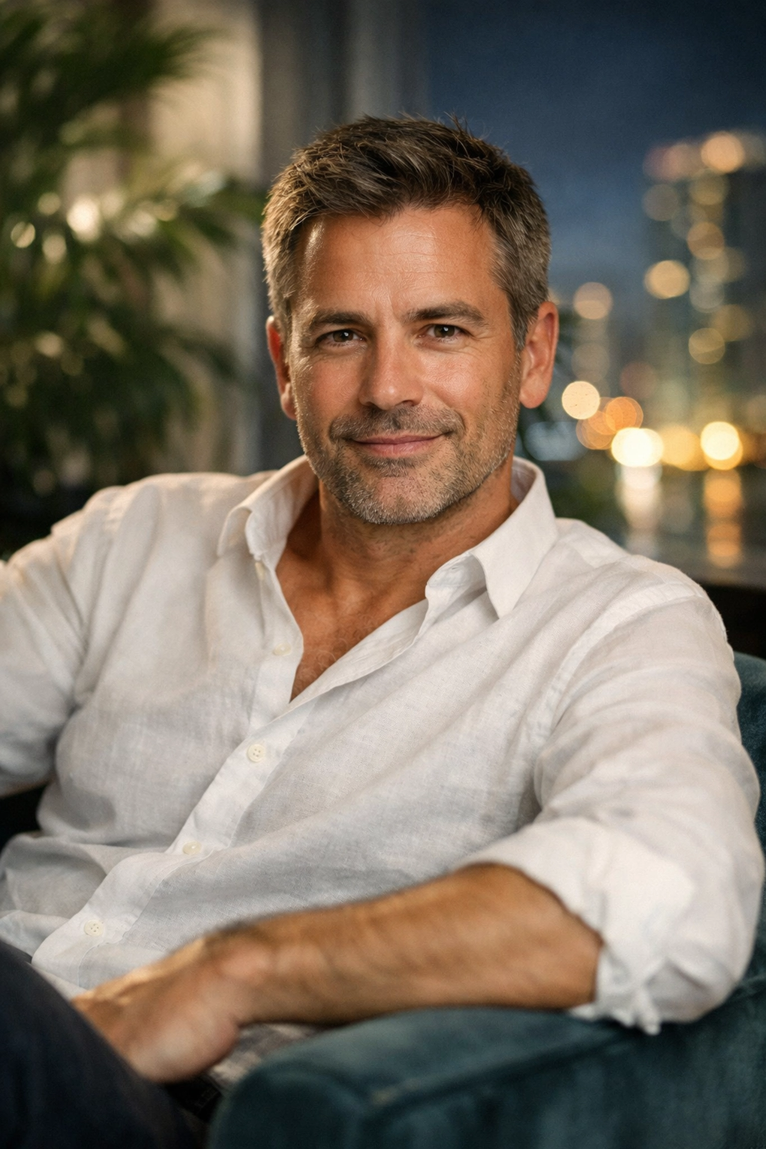 Professional executive headshot taken by a commercial photographer in a Miami office setting.