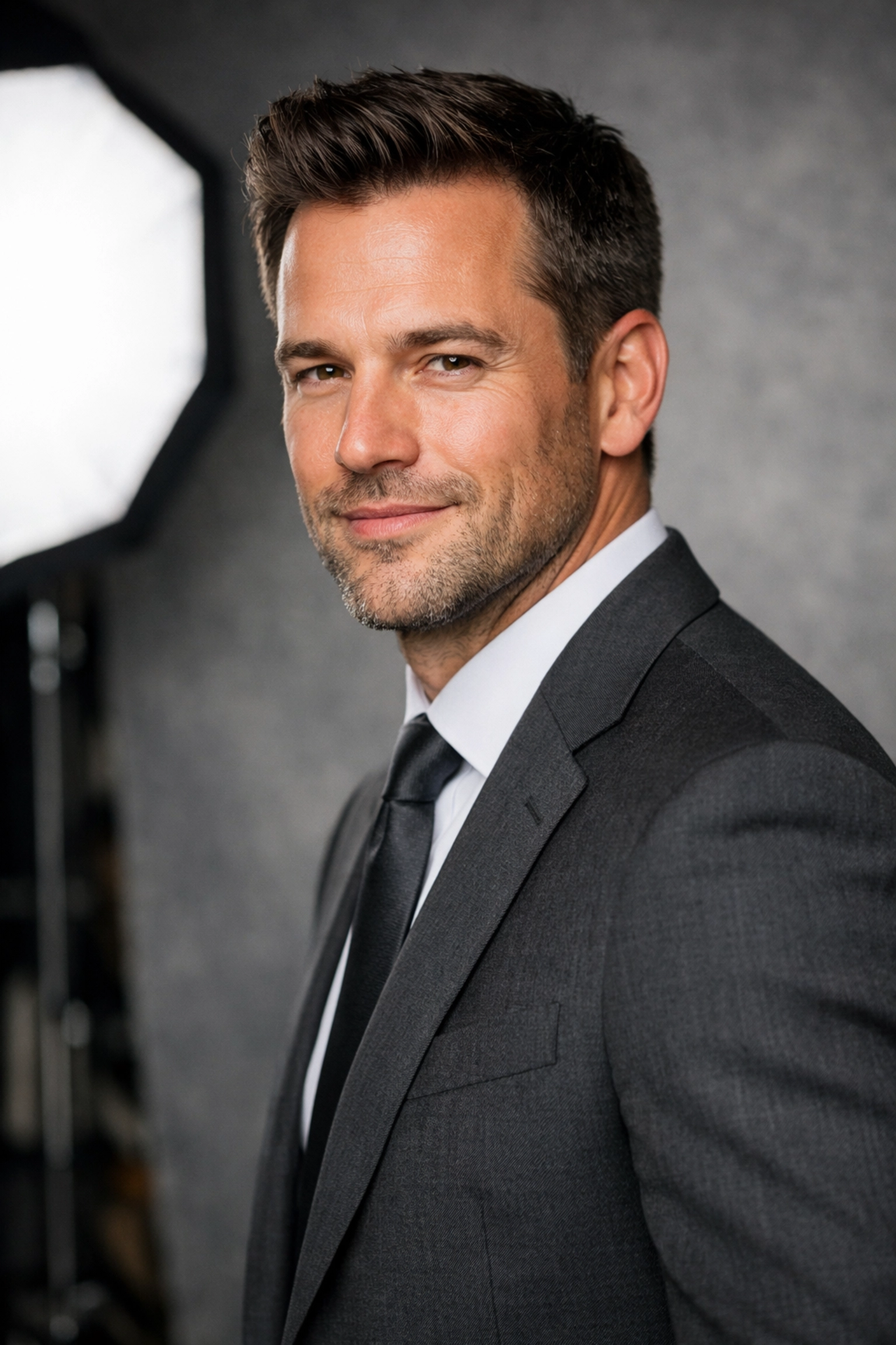 Executive portrait session demonstrating professional corporate headshot tips for posing and expression.