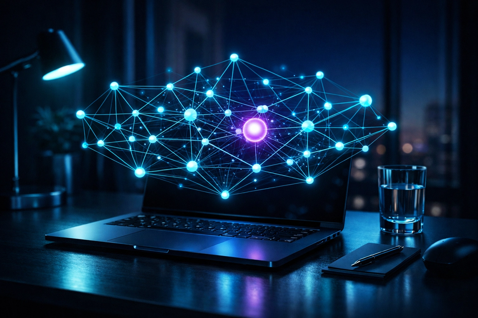 Holographic network illustrating AI for realtors automating lead follow-up and inbox management.