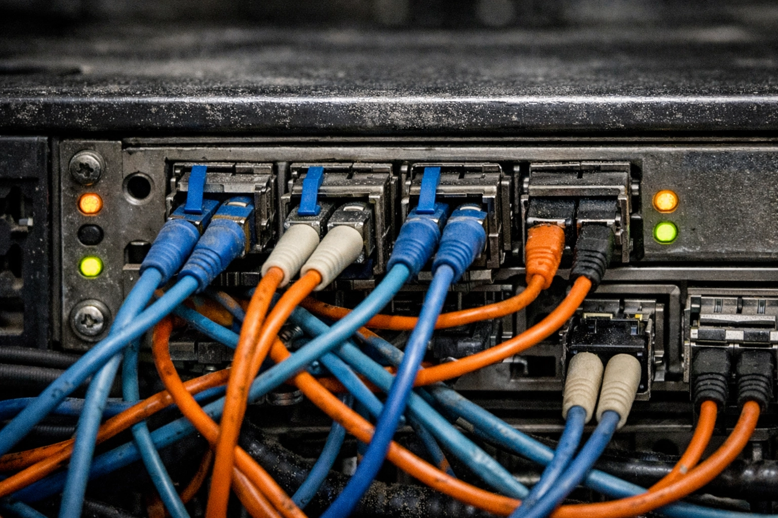 Close-up of server racks in an AI data center, providing the digital infrastructure for the Seoul-Tokyo corridor.