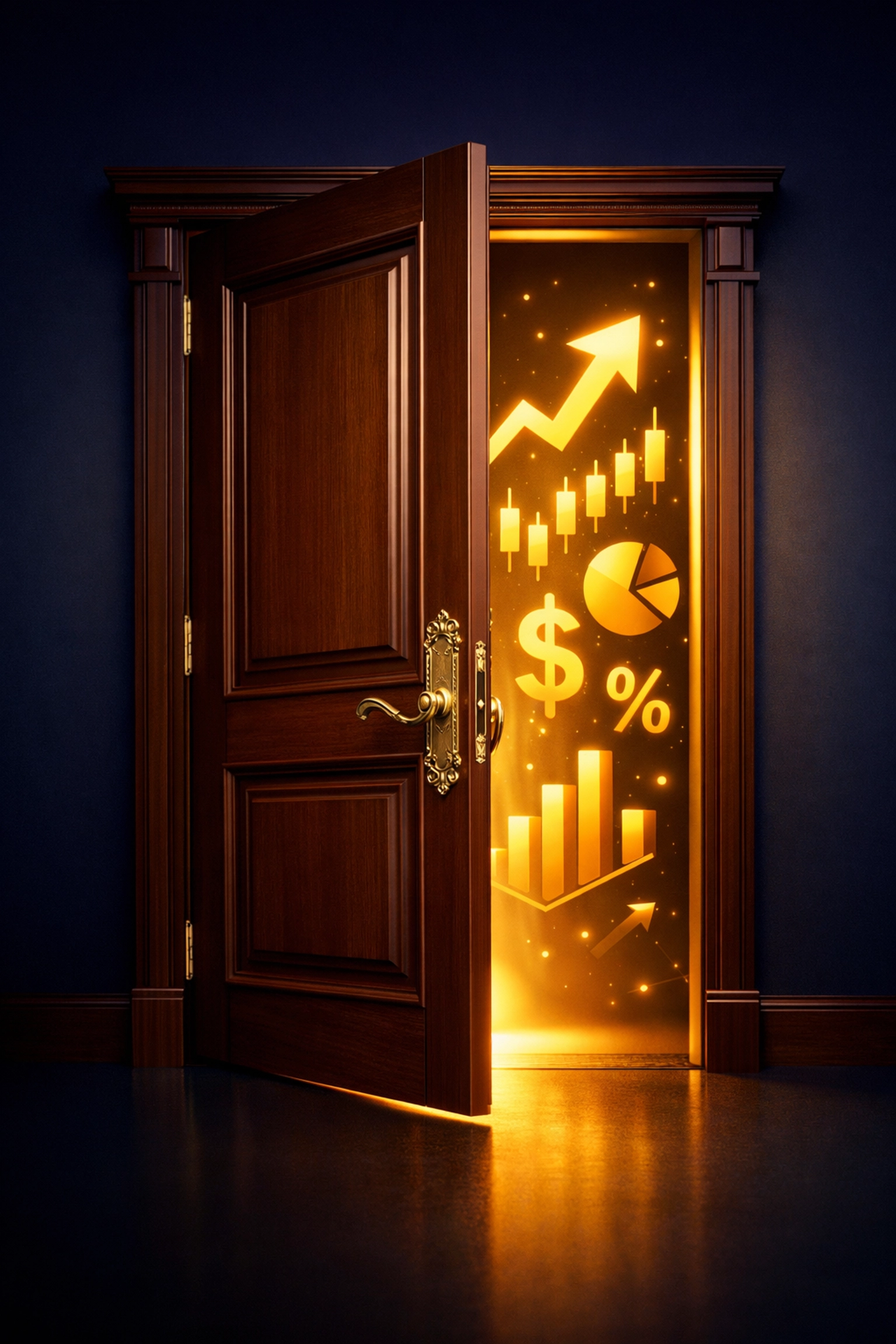 Open door revealing exclusive private market investment opportunities for accredited investors