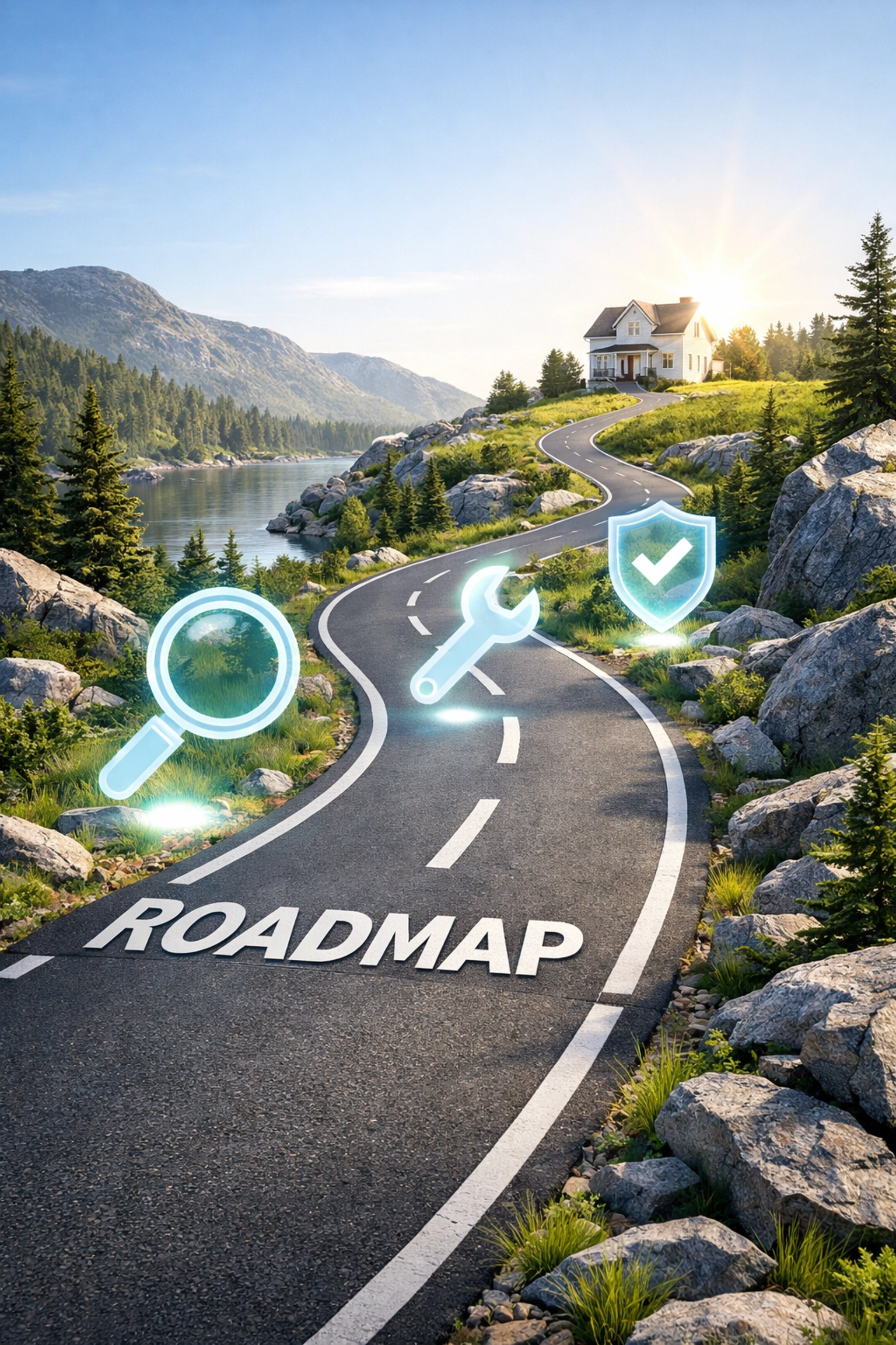 Visual representation of a clear home repair roadmap leading safely to a New Hampshire residence.