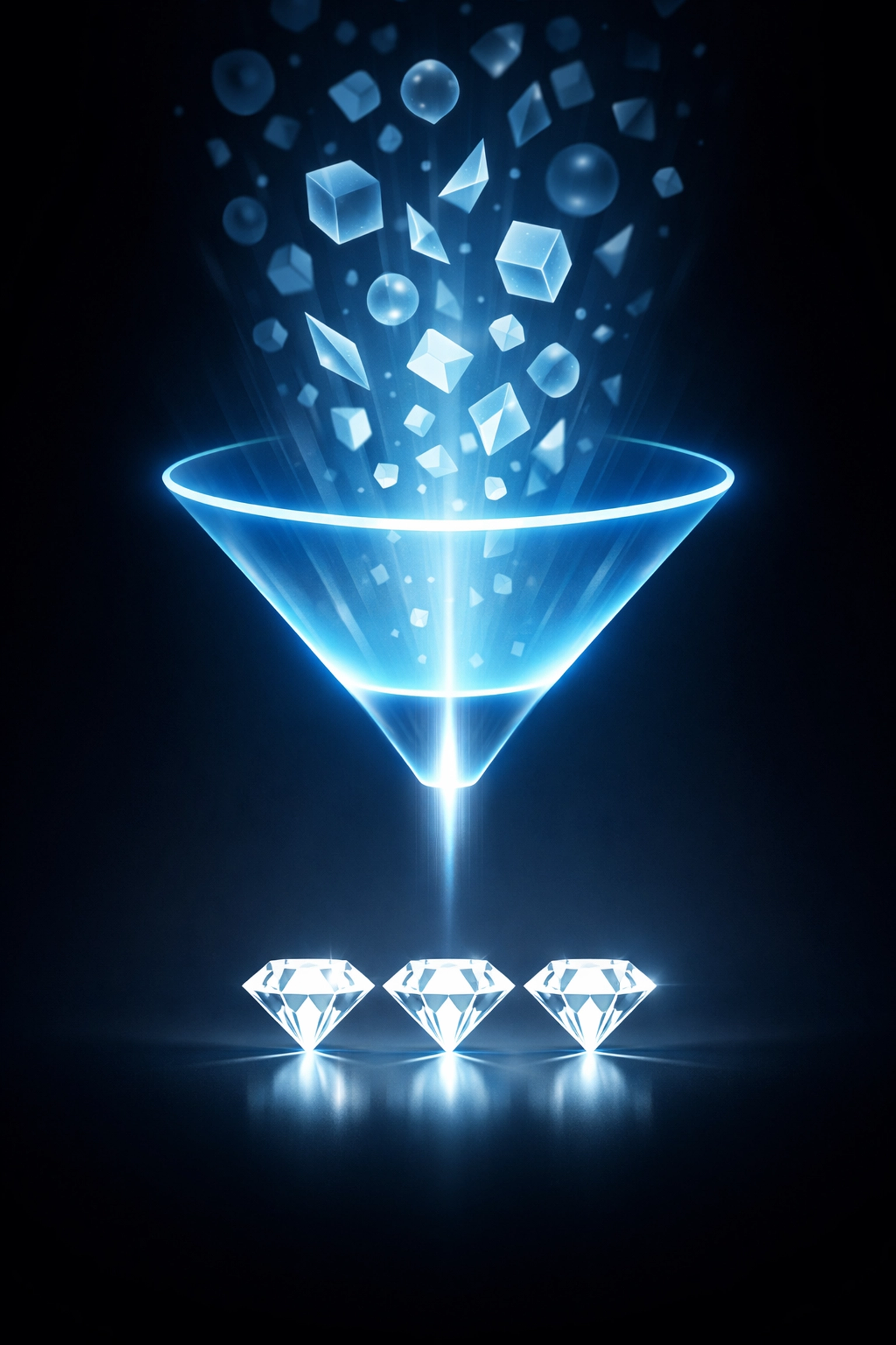 A digital funnel selecting the top three local business results for the Google AI search 3-pack.