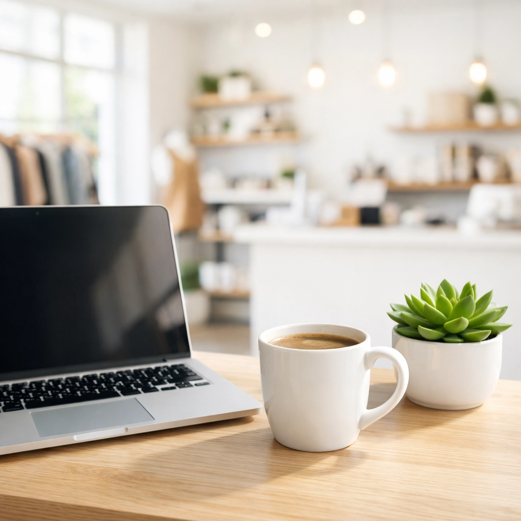 Modern workspace with a laptop symbolizing a professional online presence for a local business.