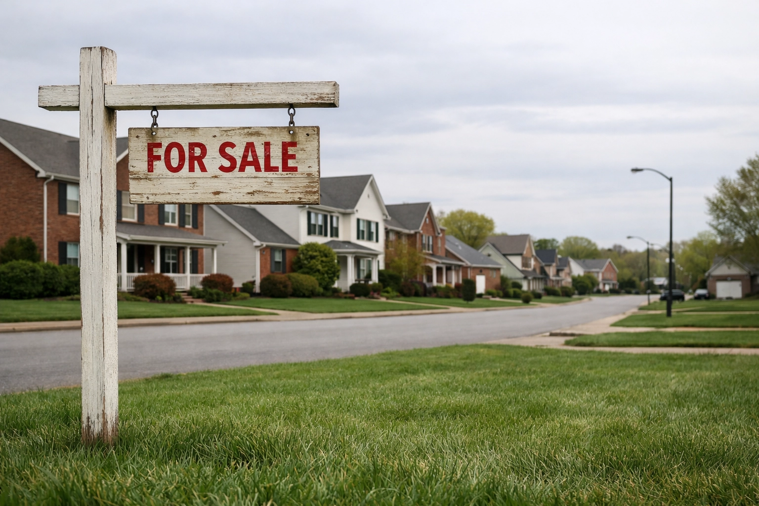 A weathered for sale sign in a Nashville neighborhood for a home that didn't sell on the MLS.