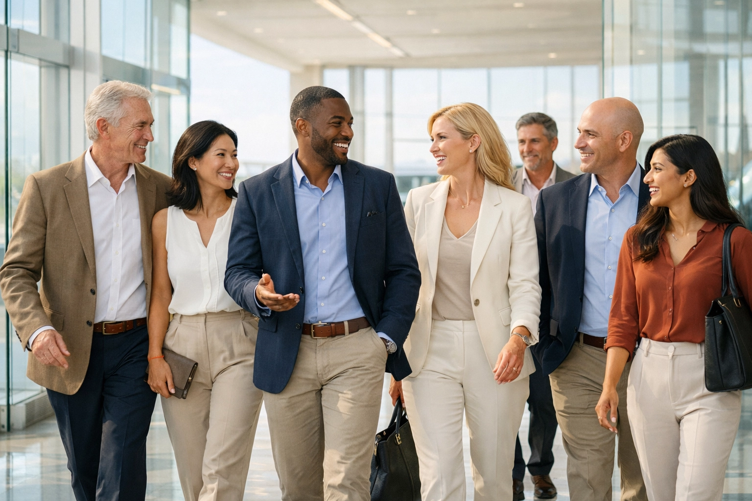 Executives arriving at a private terminal for seamless Super Bowl corporate travel coordination.