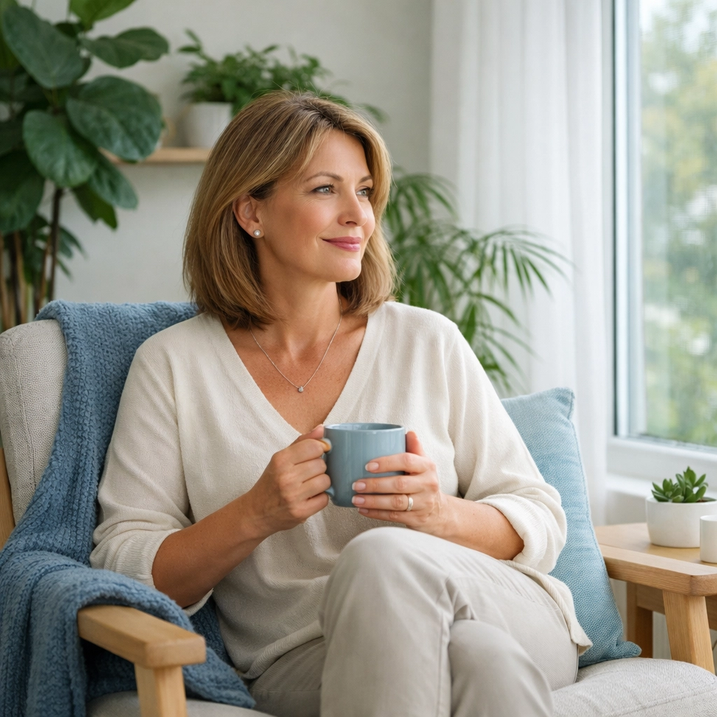 A woman confidently planning her financial future with indexed universal life insurance and growth potential.