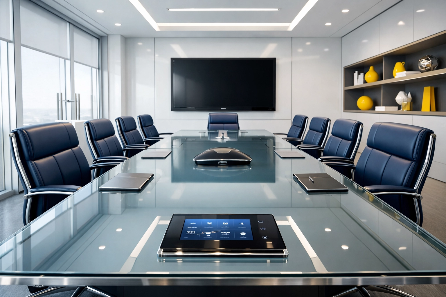Spotless glass conference table showcasing janitorial excellence and commercial maintenance in North Andover.