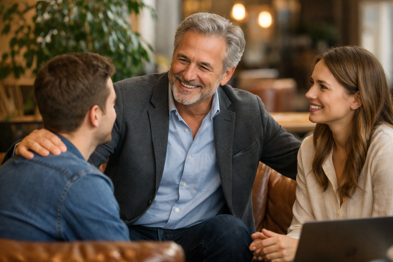 A corporate leader mentoring staff to foster a hospitality culture and meaningful human interactions.