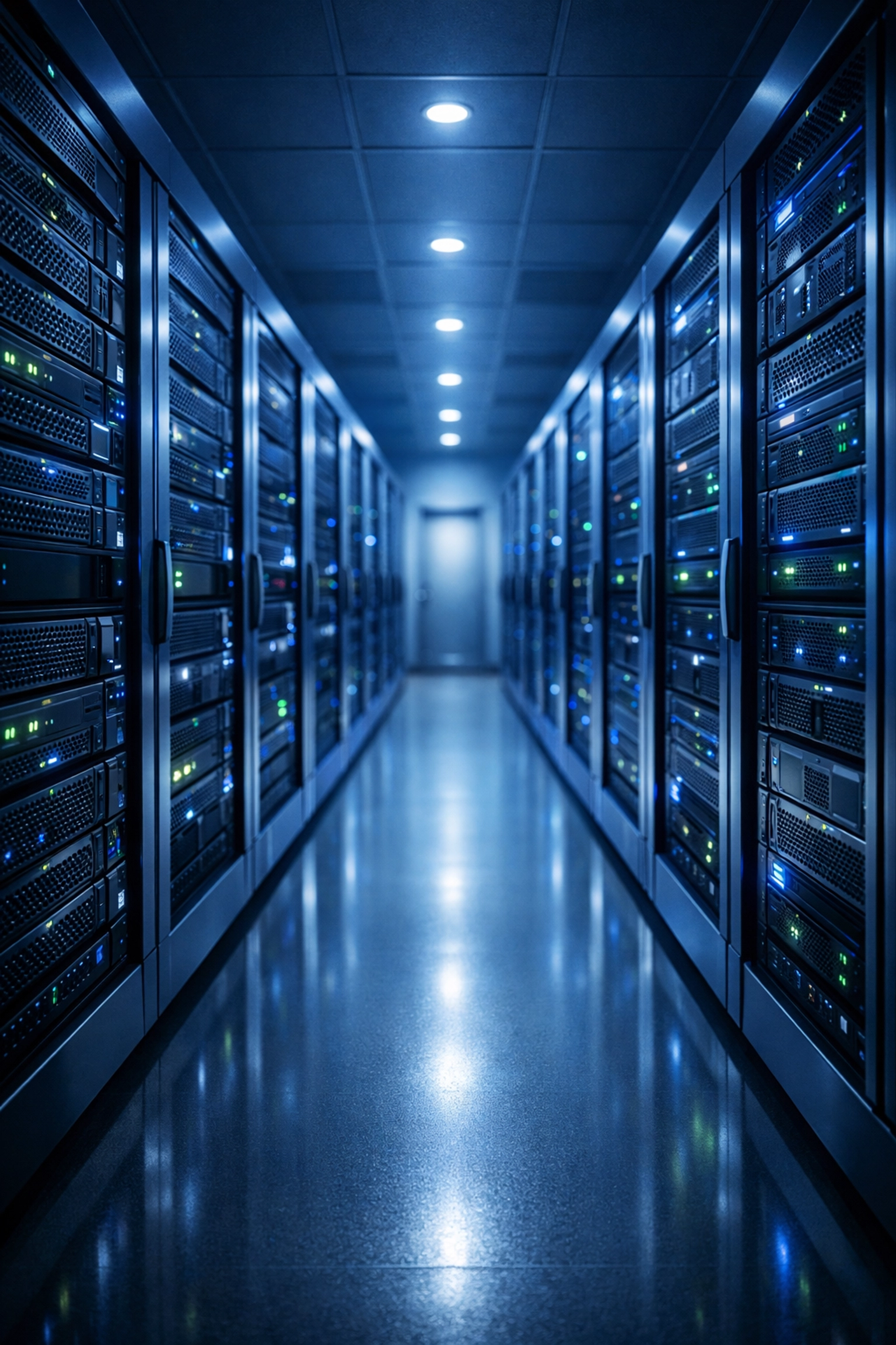 Secure data center server room protecting HIPAA-compliant healthcare patient information