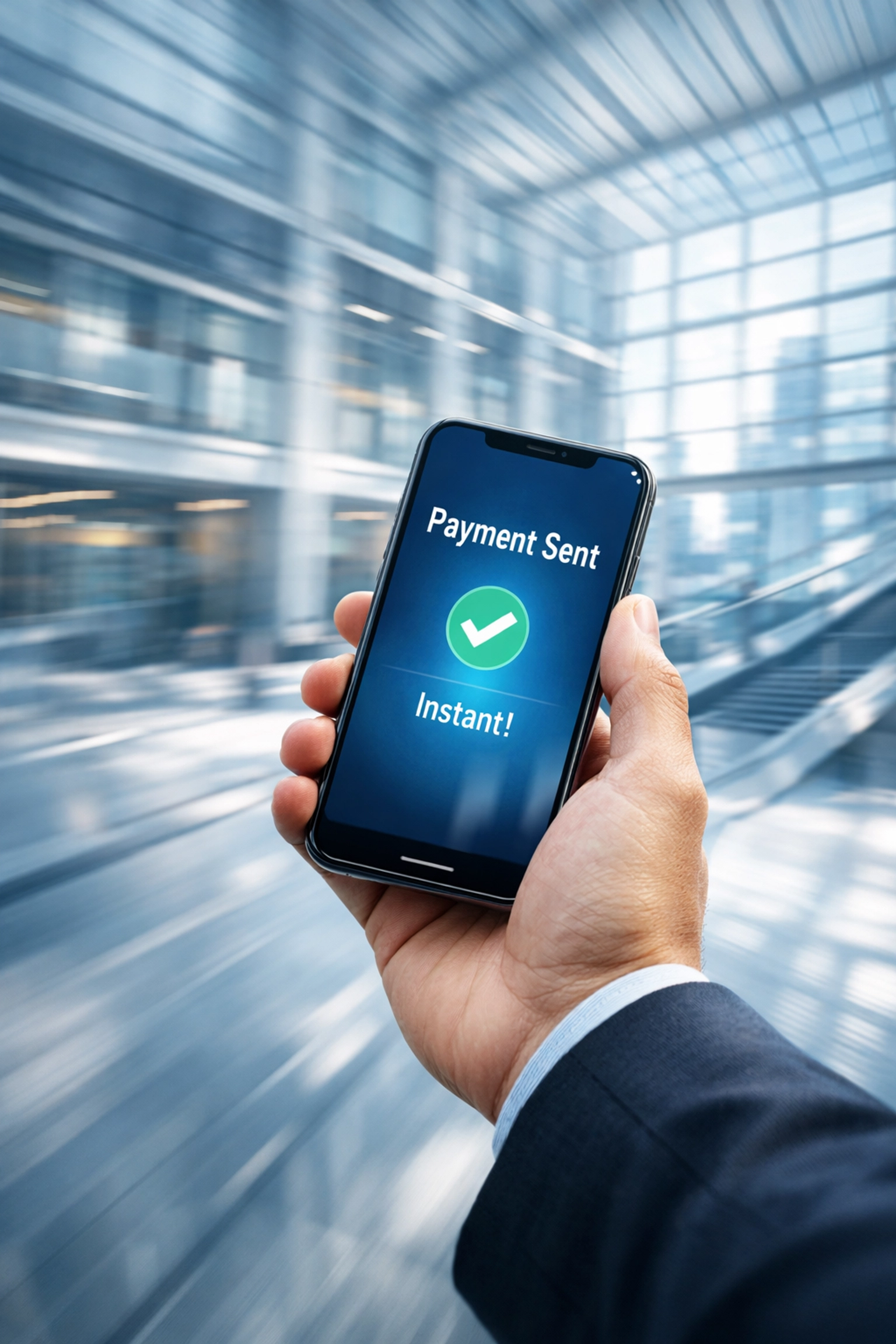 A hand holding a smartphone showing the speed of a same day loan via e-transfer.