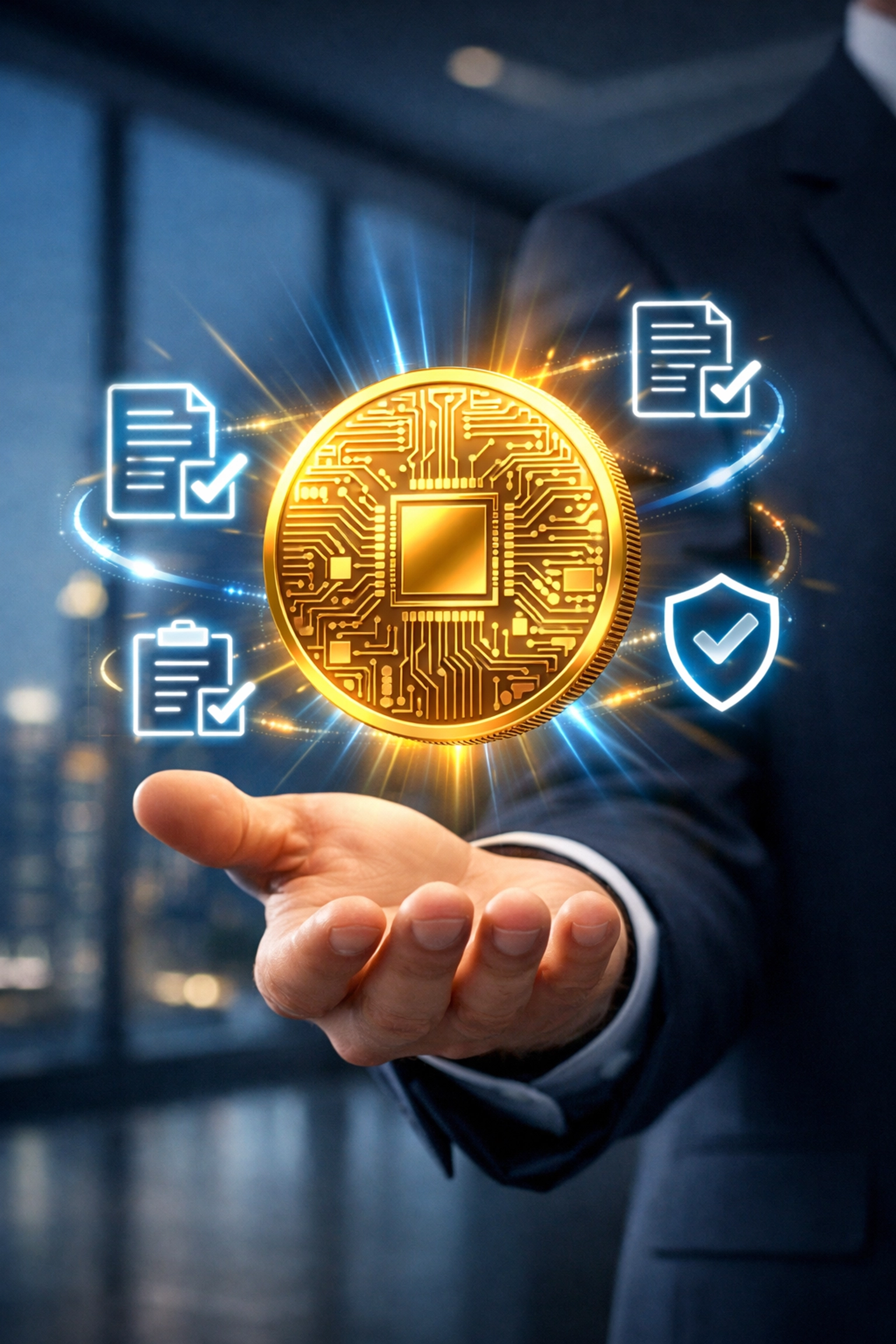 Digital commodity coin with regulatory compliance symbols representing Larecoin under CLARITY Act