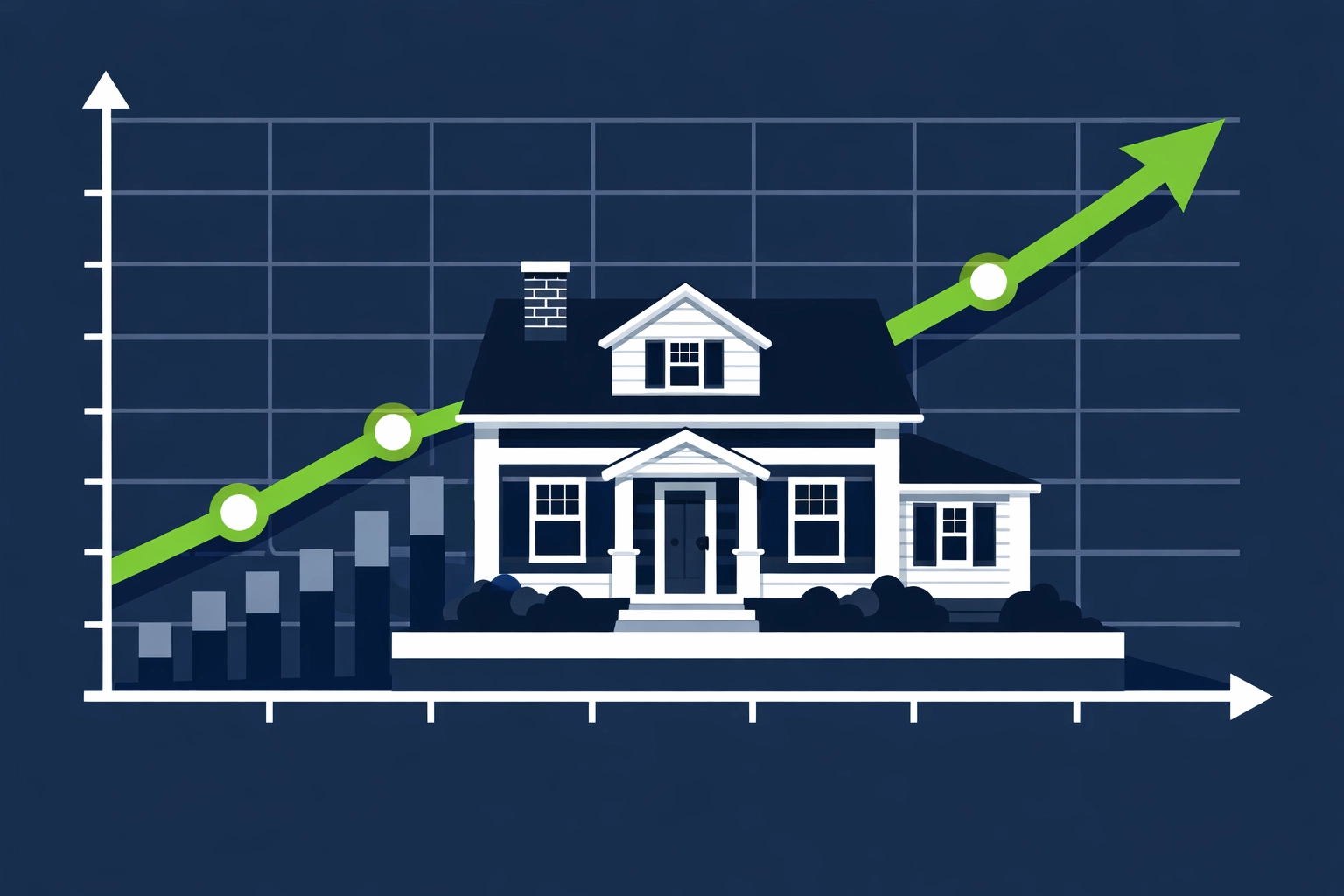 Illustration of a New Haven home on a graph showing the 2026 mill rate increase.