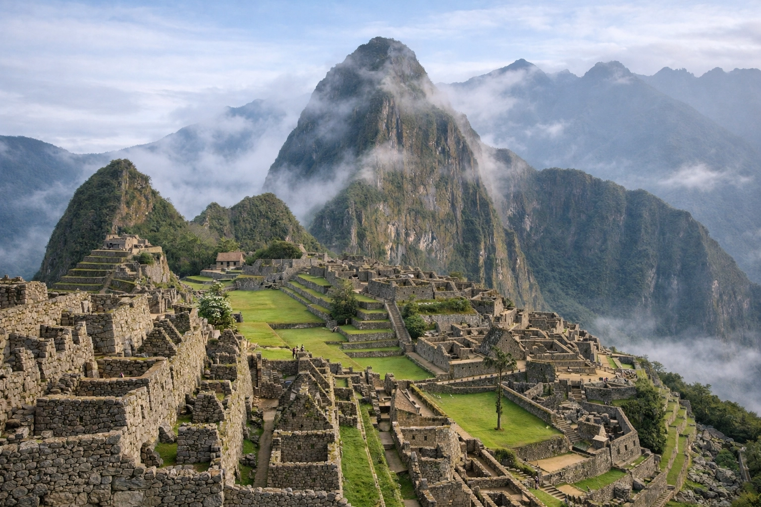Morning mist over the Machu Picchu ruins, a prime spot to practice your travel photography tips for landscapes.