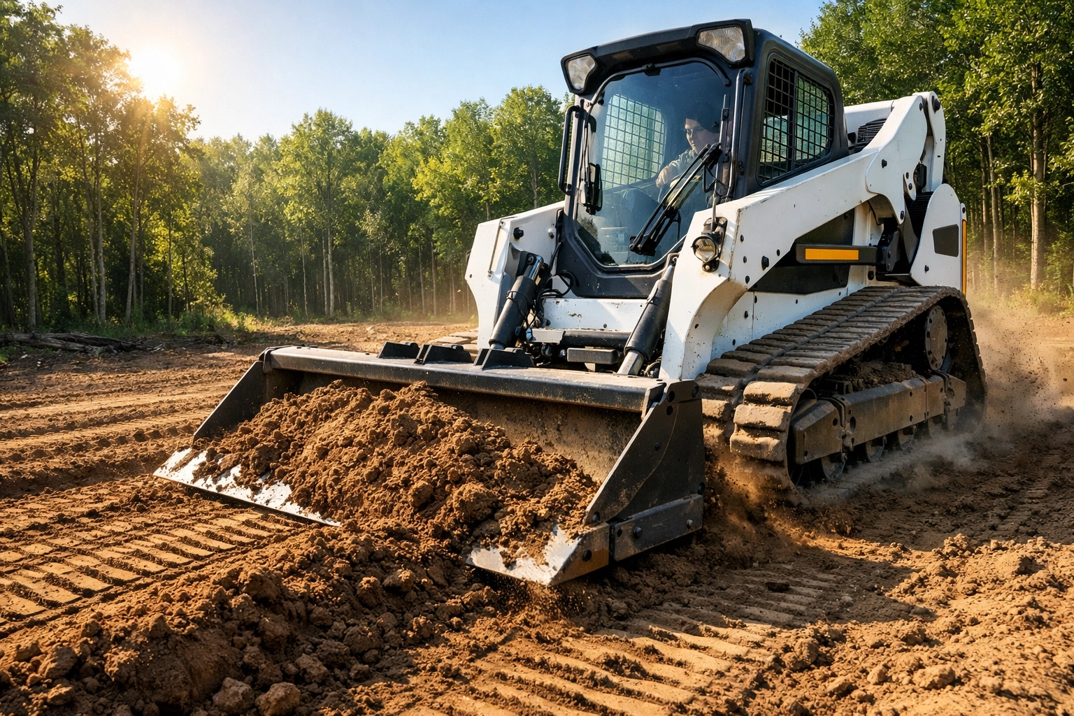 Professional precision grading and site preparation for a residential land management project in Michigan.