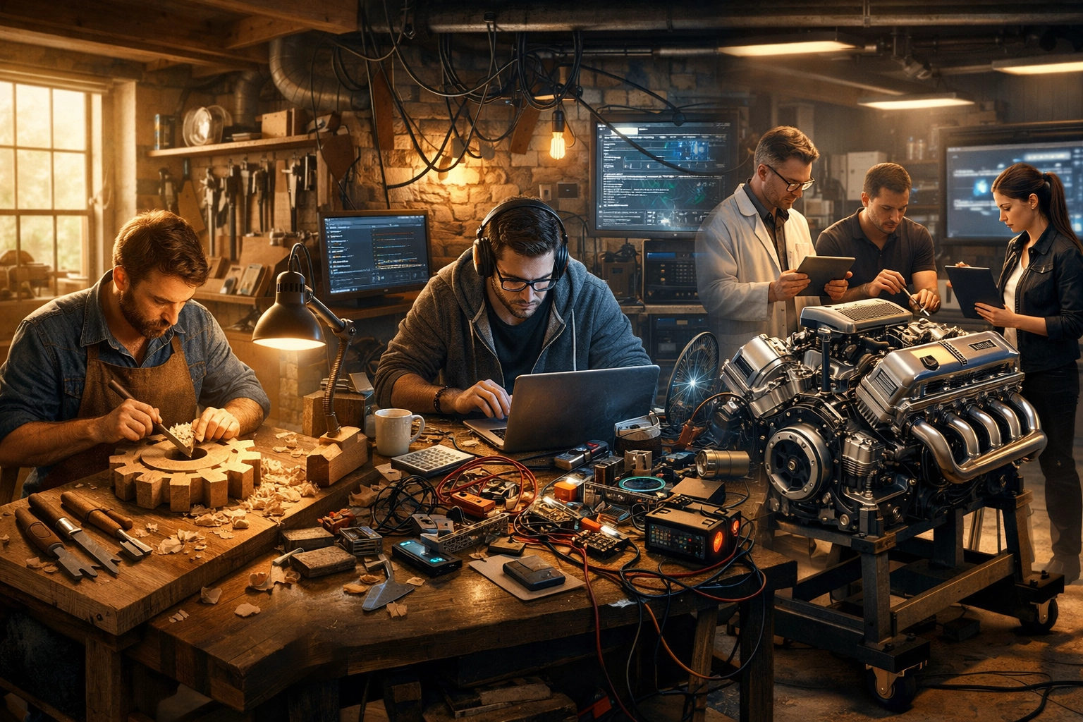 A workshop scene comparing DIY methods, freelancers, and professional agency SEO services for small businesses.