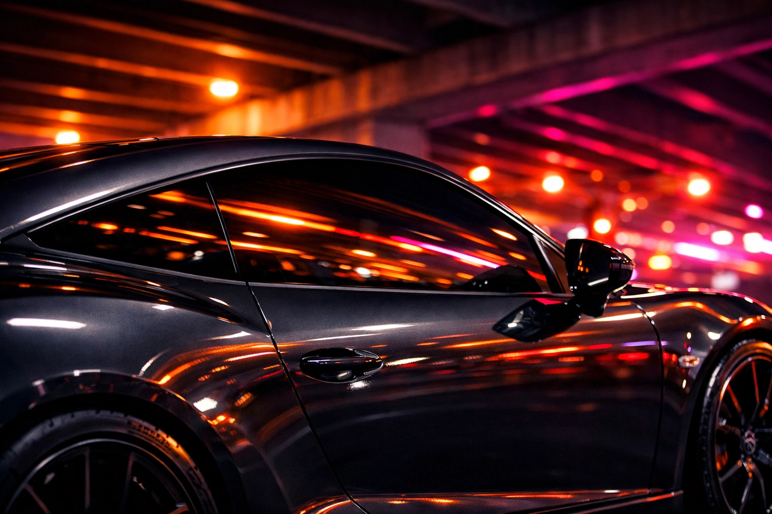 Sleek charcoal Chattanooga window tinting on a luxury sports car for heat protection and style.