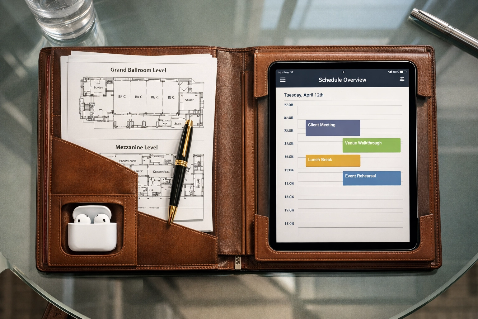 NEWSLETTER: Stop Scrambling for Super Bowl Reservations – The Proven 48-Hour Framework for Executive Comfort, Security, and Deal-Closing Networking Super Bowl event planning materials with venue floor plans and scheduling tablet