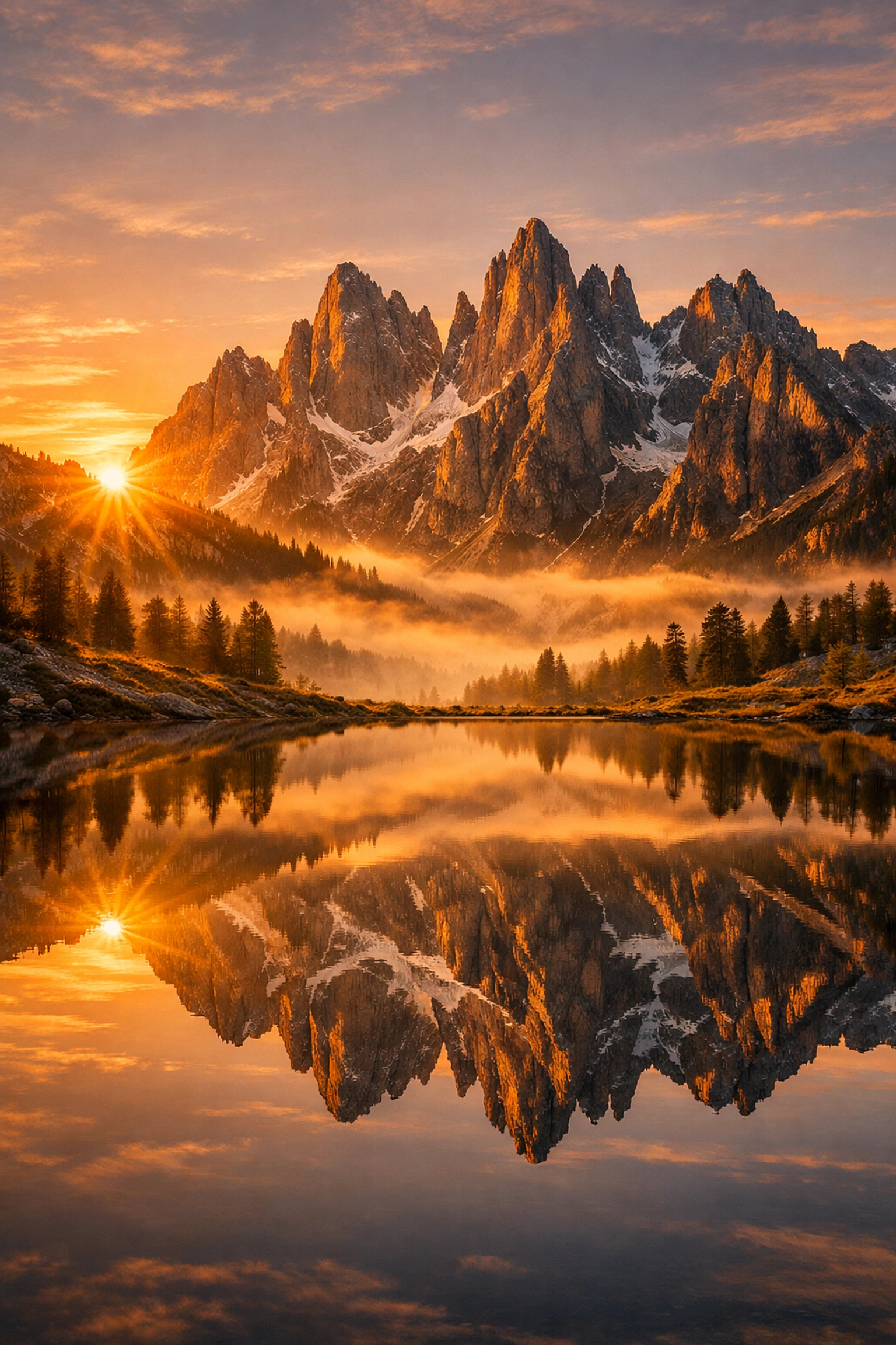 High-resolution professional photography portfolio image of a sunrise over the Italian Dolomites.