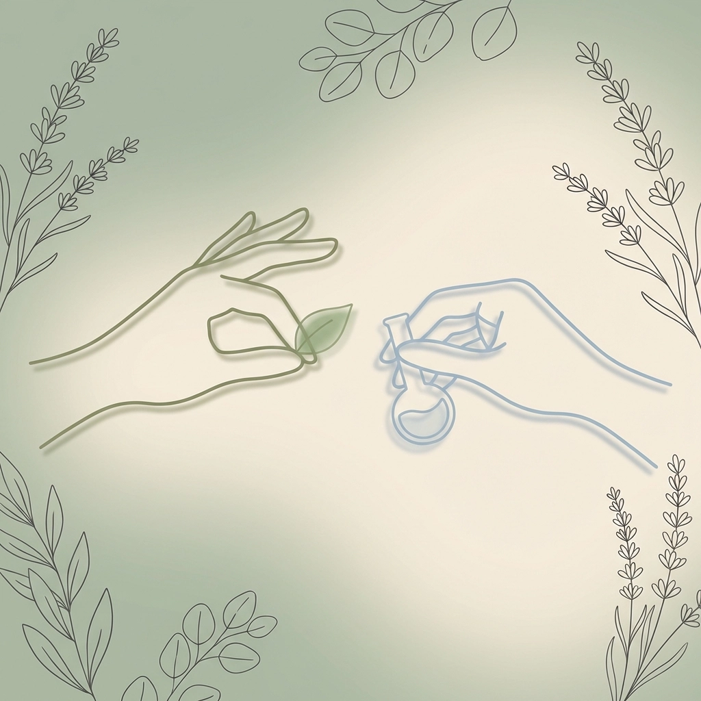 Hands reaching together, symbolizing the integration of holistic health and science through nature and research