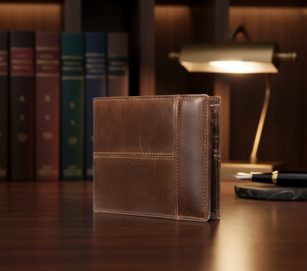 Classic Brown Leather Wallet highlighting high-quality material
