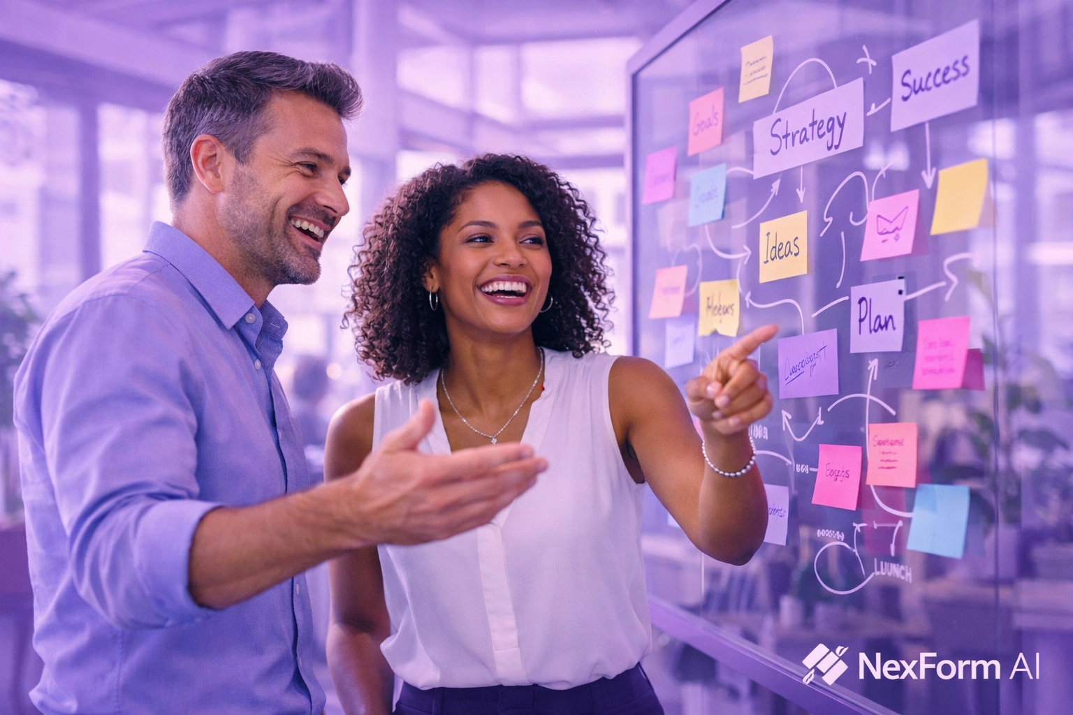 Corporate team engaging in high-value strategy work enabled by business automation.