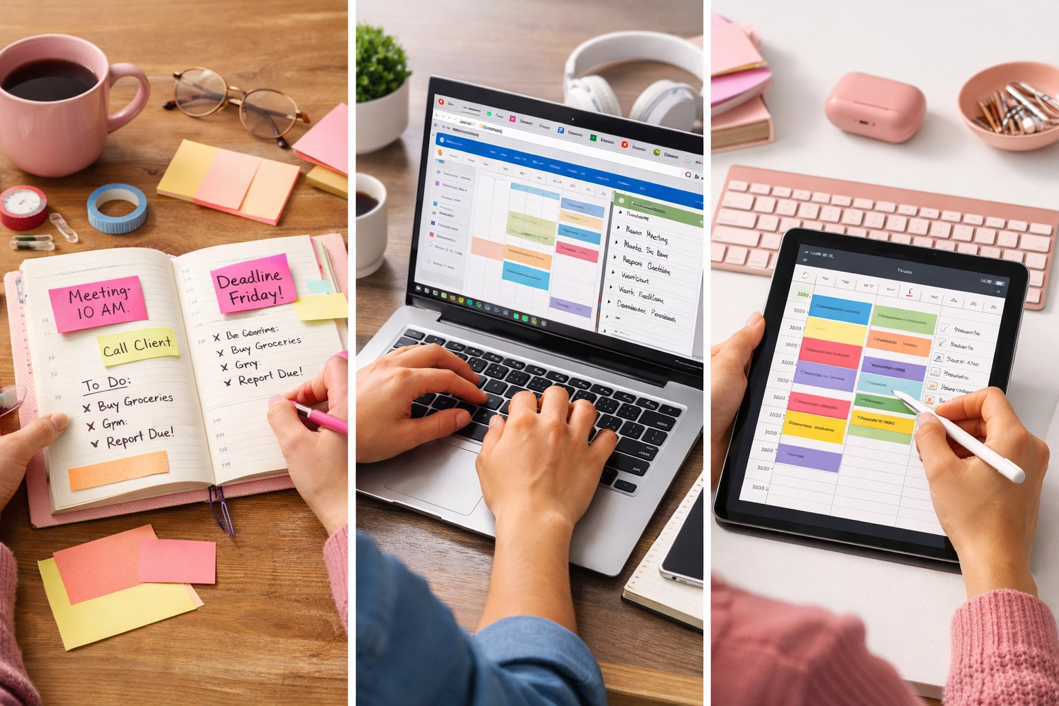 Three different methods of completing same task showing inconsistent business processes