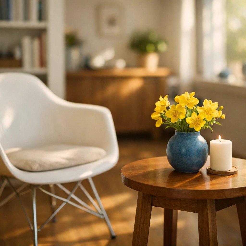 Serene and dust-free reading nook showcasing professional house cleaning in Southborough, MA.