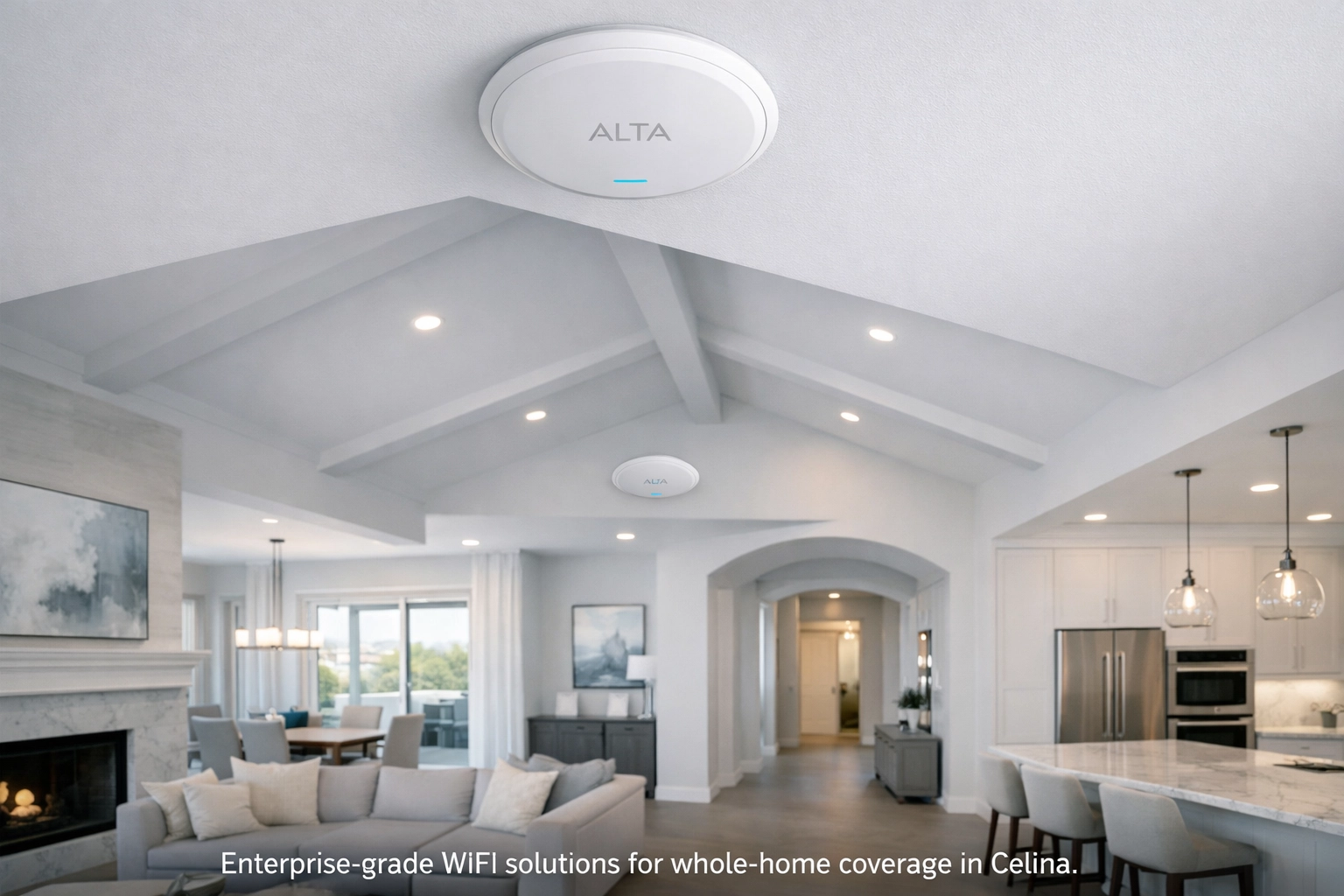 Alta Labs WiFi access points installed in Prosper Celina luxury home ceiling