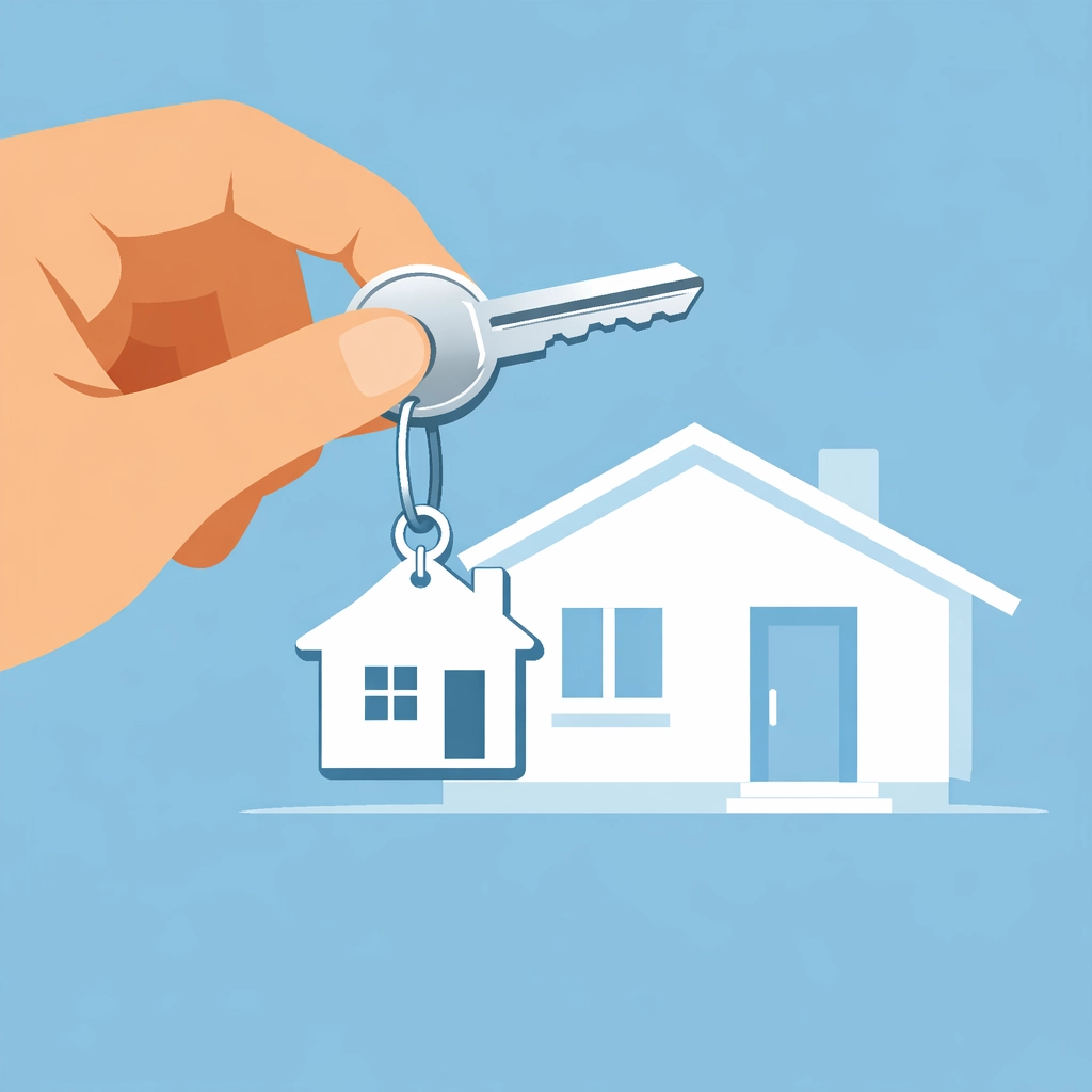 Mano sosteniendo las llaves de una nueva propiedad tras hacer una oferta de compra.