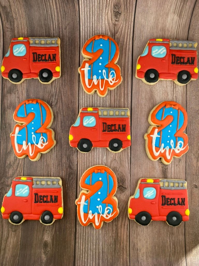 Blippi fire truck cookies