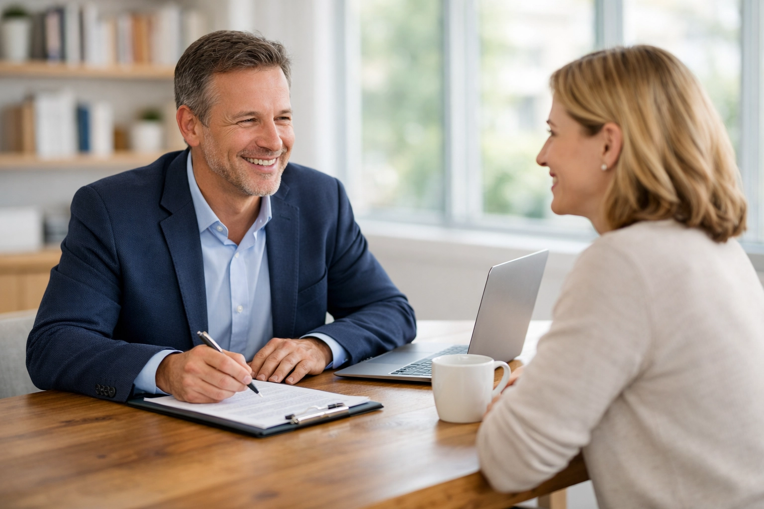 A Woking mortgage advisor meeting with a client to provide expert remortgage advice.