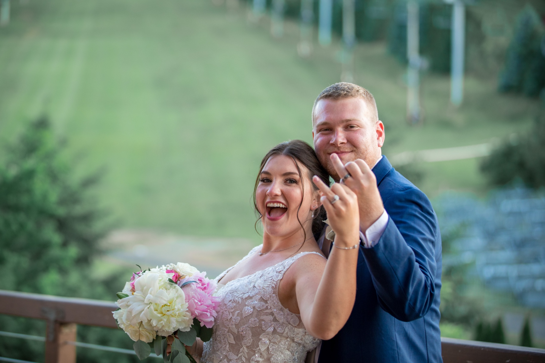 Sheila and Dom celebrate together at Bear Creek Mountain Resort