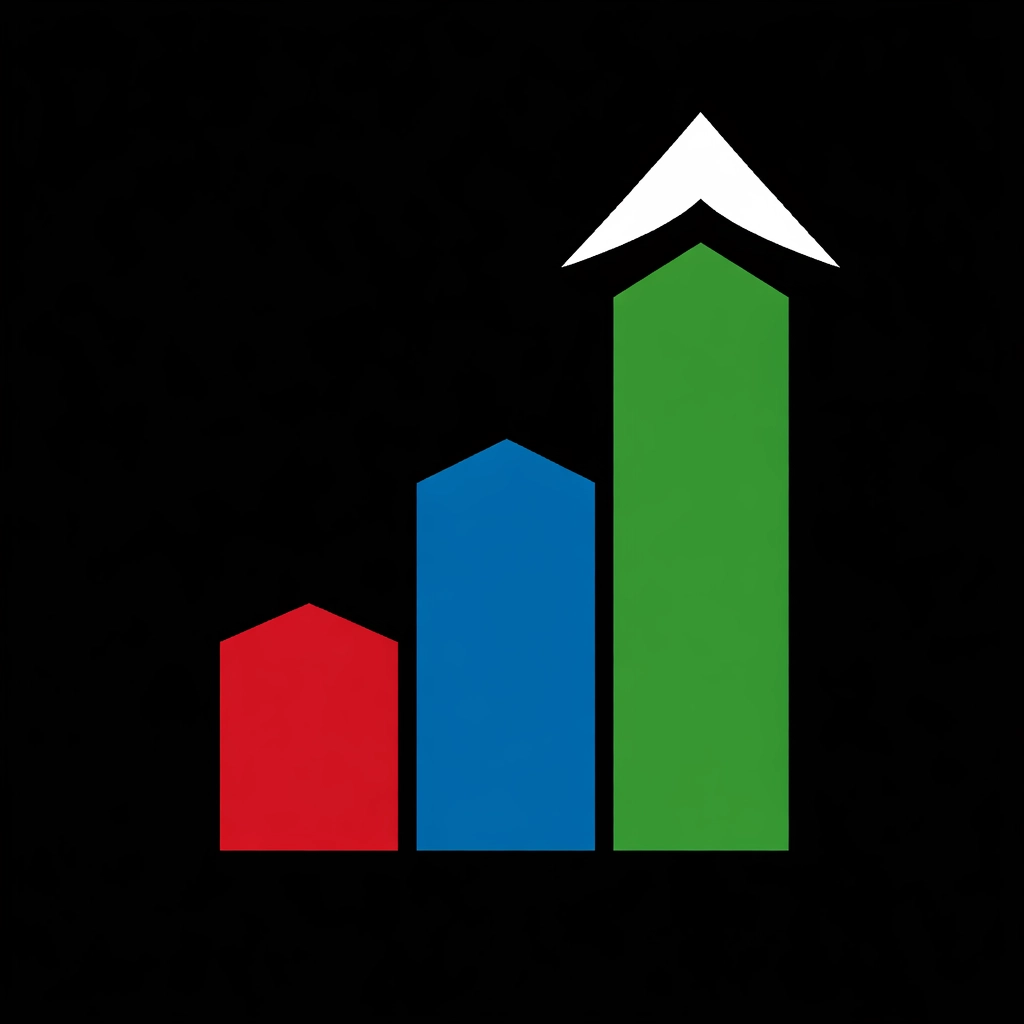 Geometric chart showing business growth and profit reinvestment for scaling a clothing reselling empire.