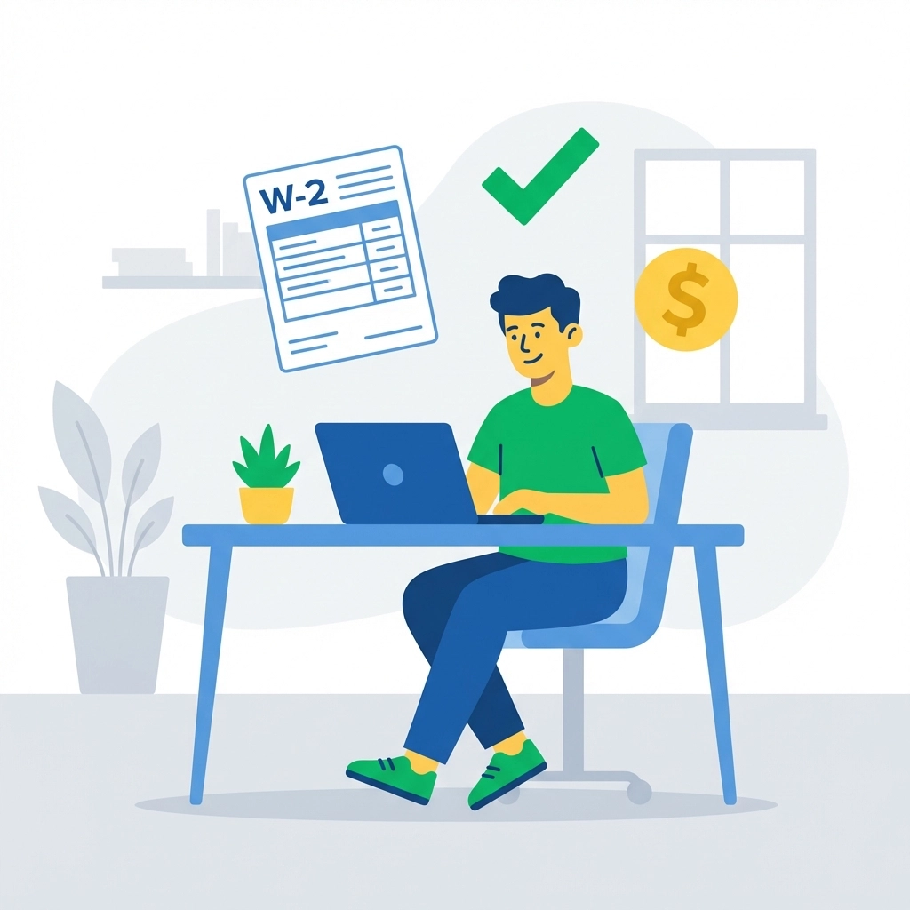 Person filing taxes independently online, representing DIY tax filing for simple returns in 2026