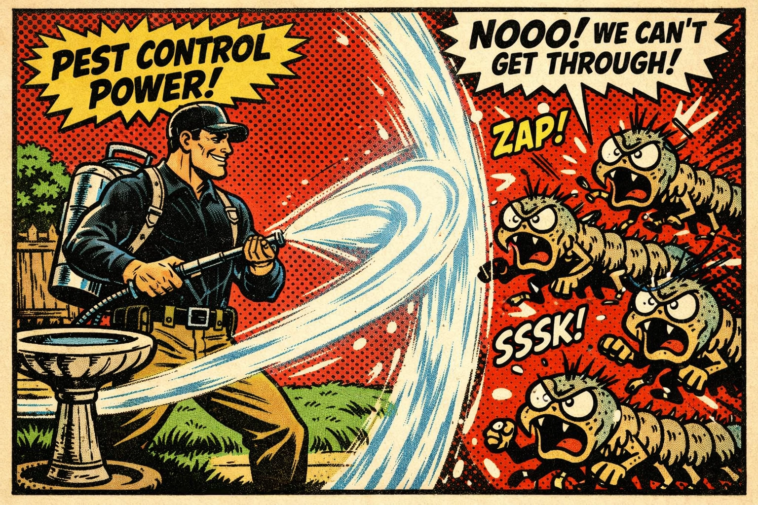 Professional mosquito control technician in Jasper creating a protective barrier near standing water.