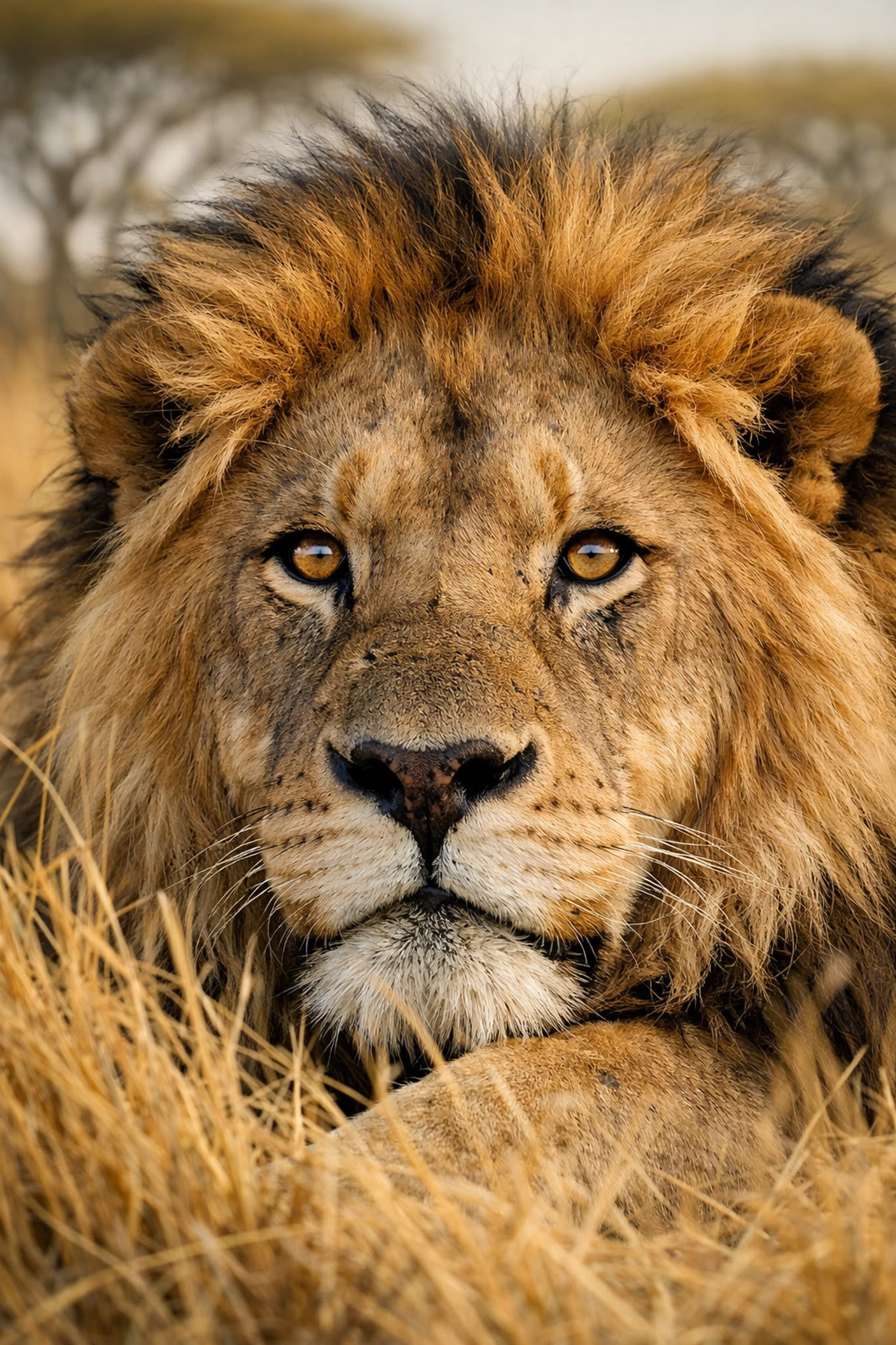 Close-up of a lion in Kenya's Maasai Mara illustrating detailed wildlife photography and file integrity.