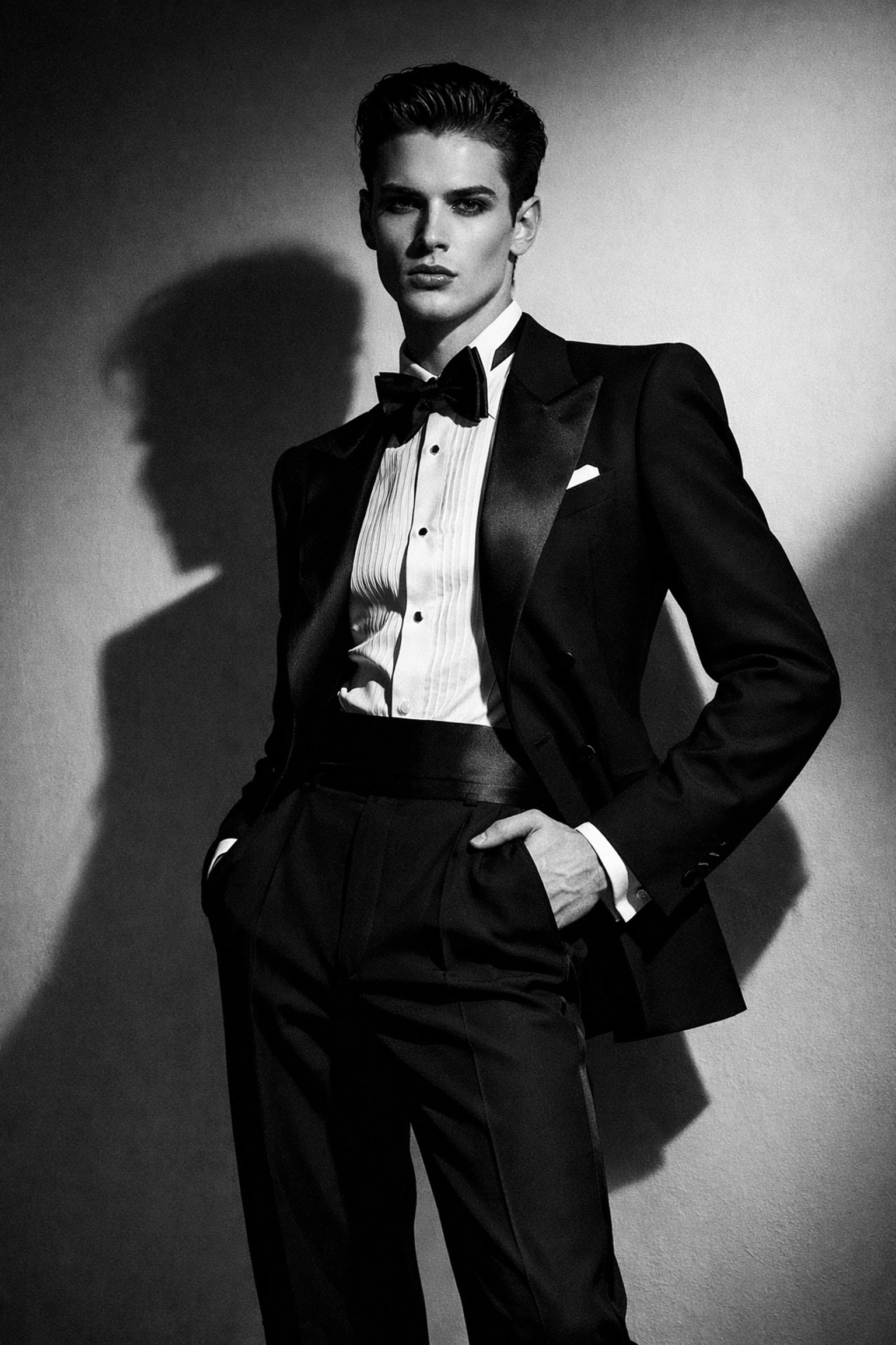 Gay designer androgynous tuxedo challenging gender norms in fashion