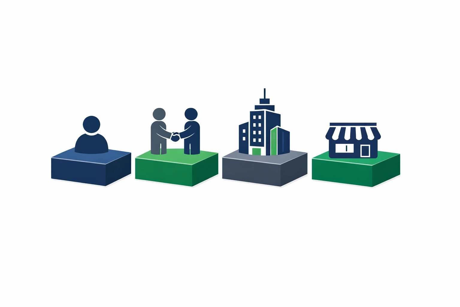 Business structure icons for tax preparation in New Haven, representing LLCs, corporations, and partnerships.