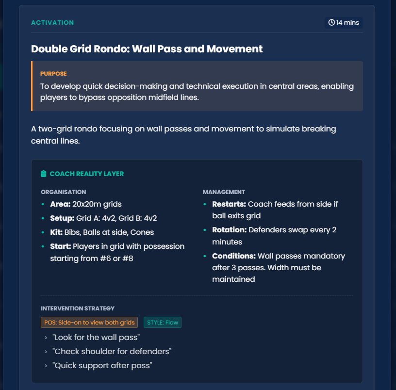 Double Grid Rondo: Wall Pass and Movement