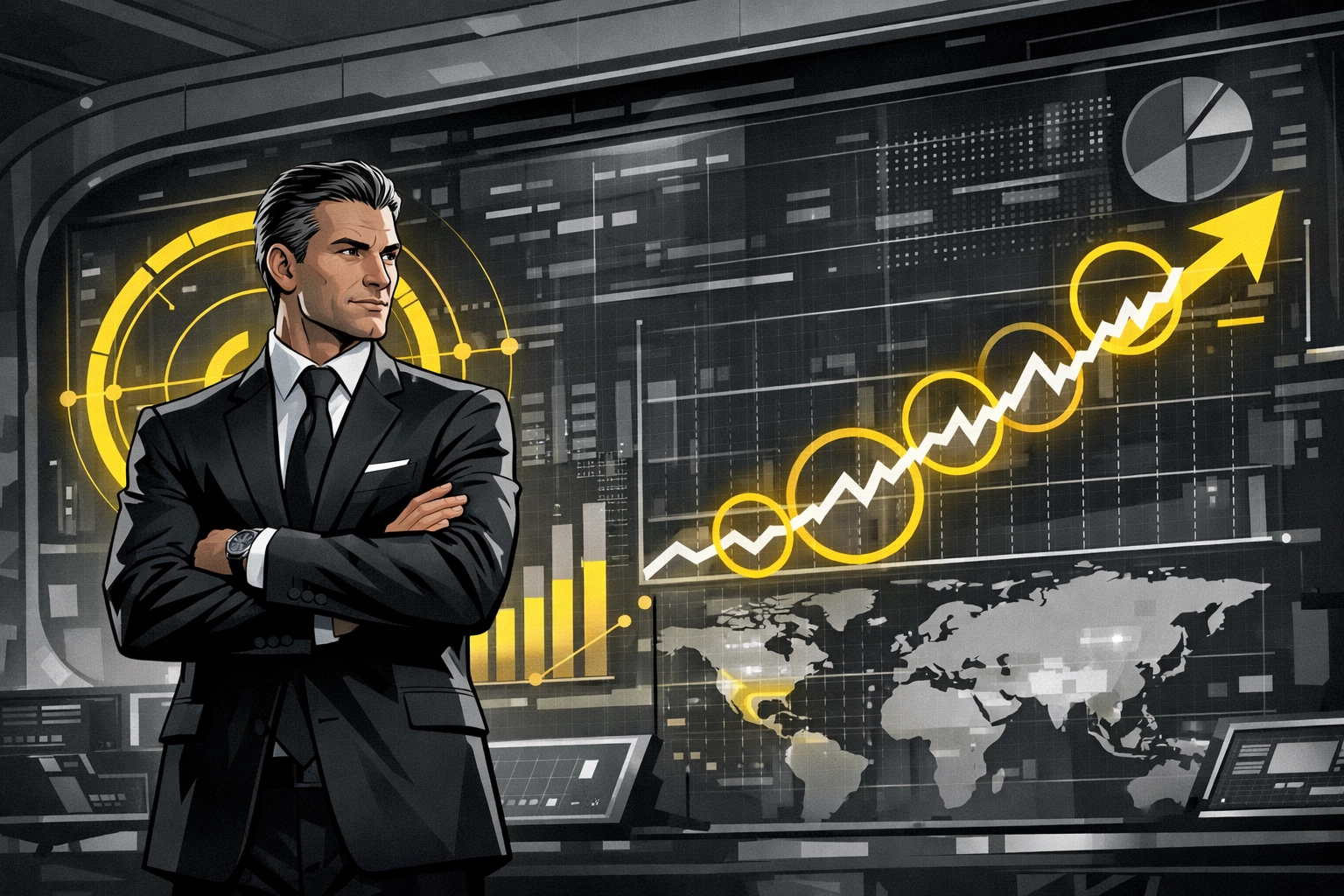 An Amazon account management strategist analyzing growth charts and data analytics visualizations.