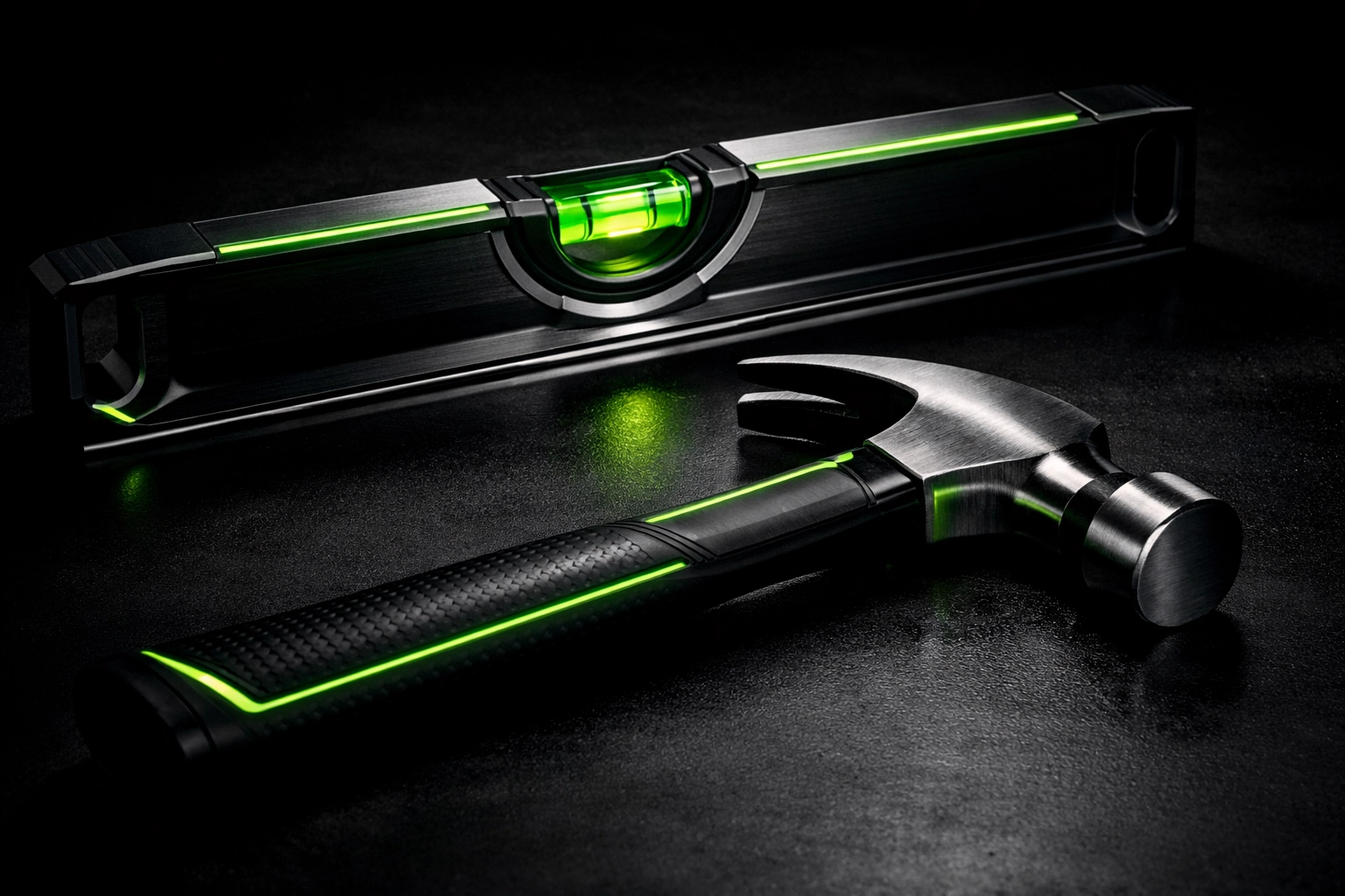 Professional level and hammer representing high-quality Jefferson City general contracting services.