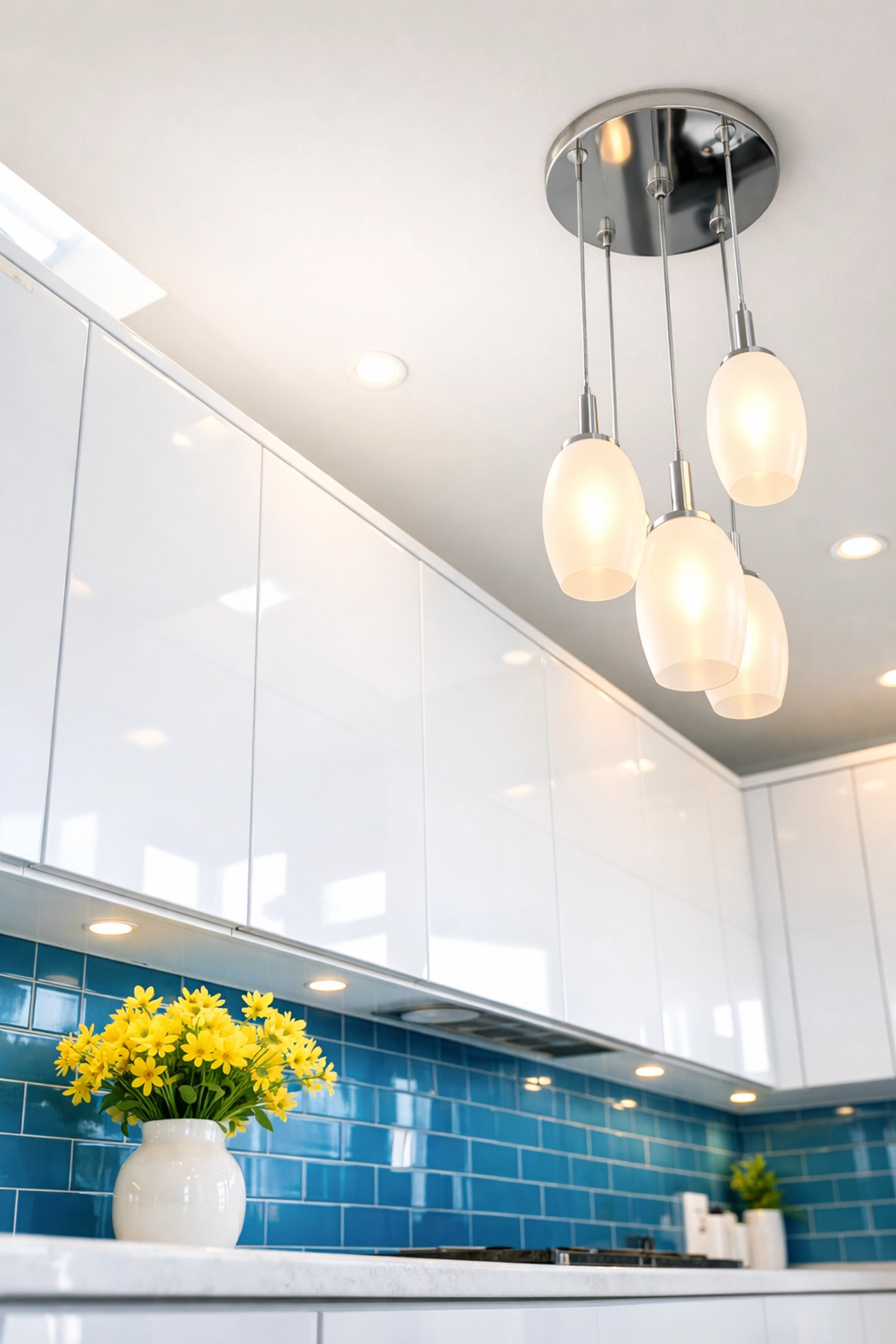 Immaculate dust-free kitchen cabinet tops in a luxury home following a bi weekly house cleaning.