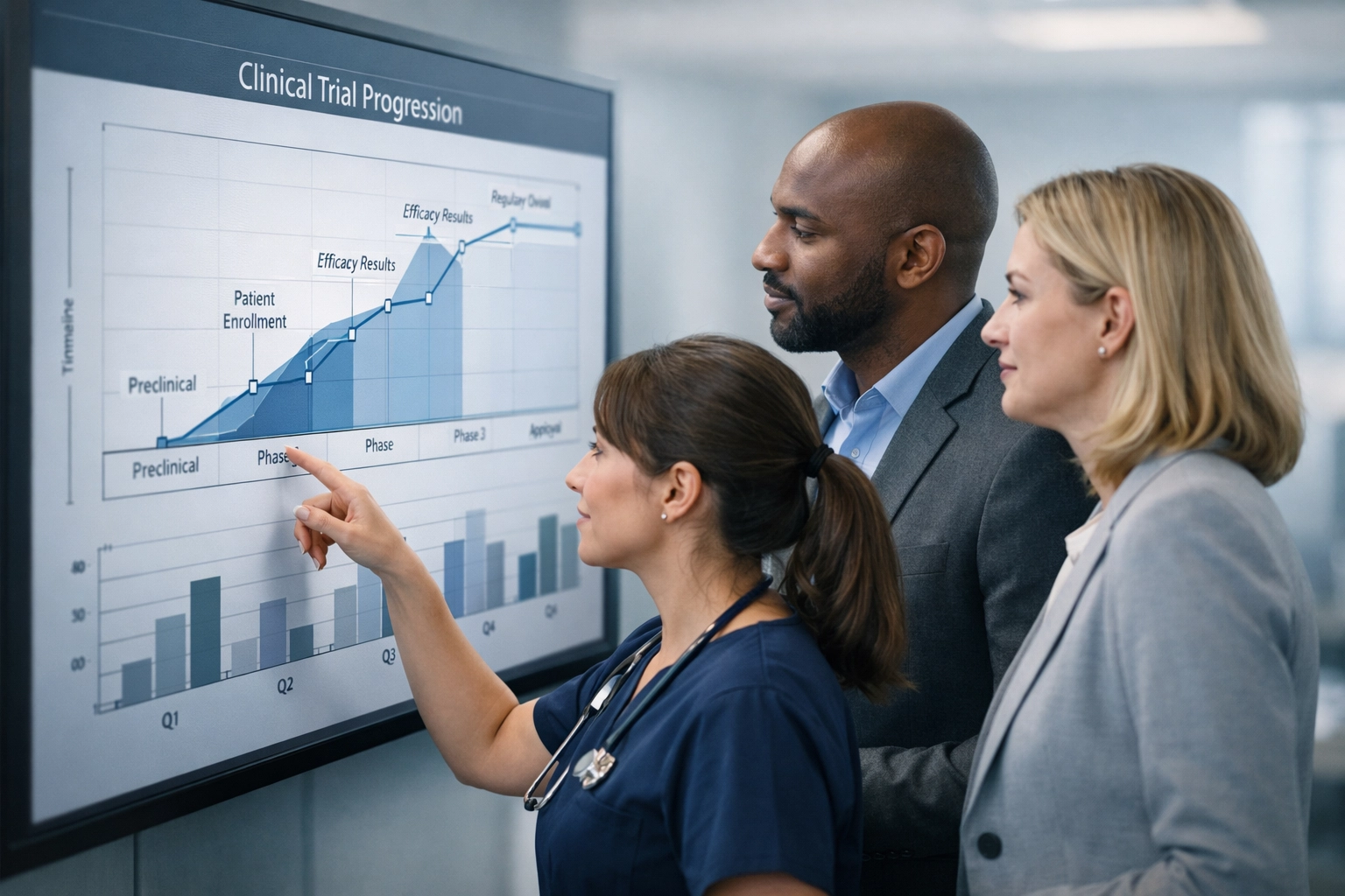 NHS clinicians and life sciences professionals discussing the new MHRA-NICE joint approval timeline.