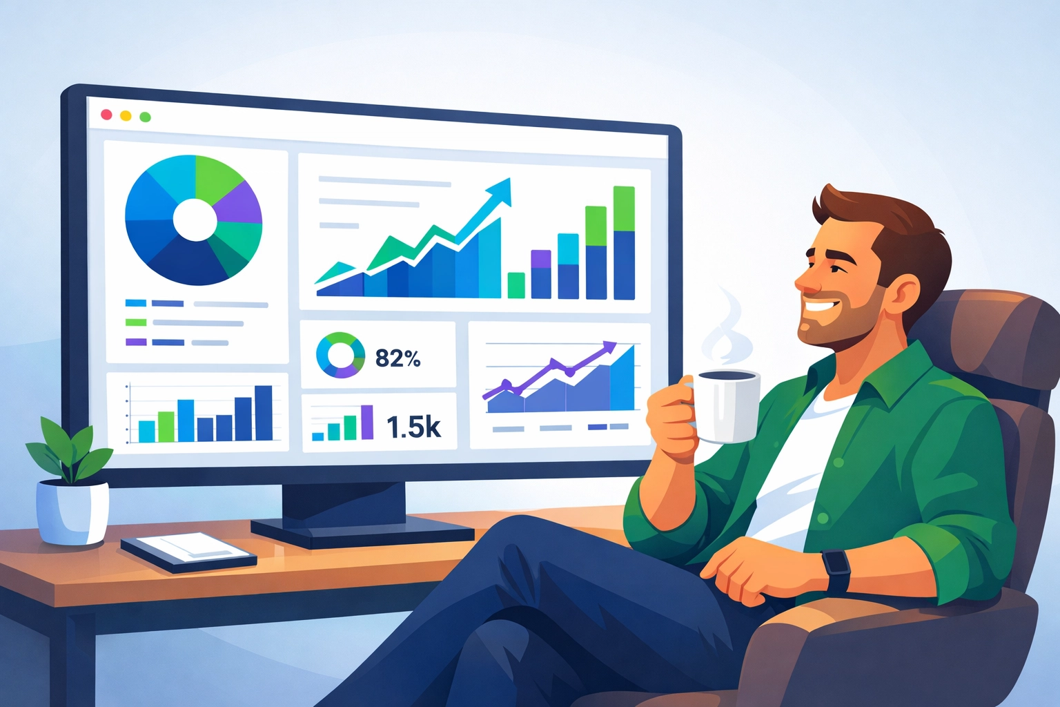 Business owner reviewing Valortek dashboard analytics showing locksmith business performance metrics