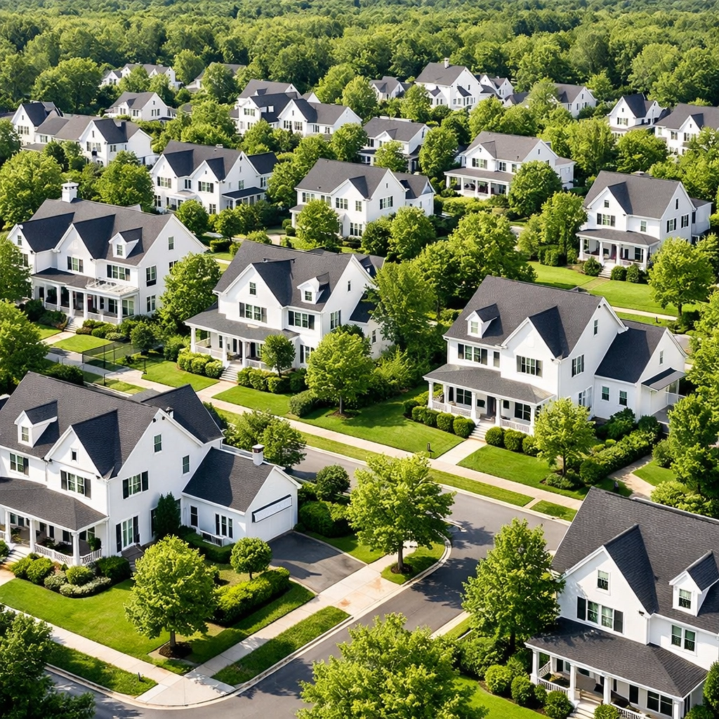 Aerial view of a residential neighborhood showcasing stable real estate investment opportunities in the Midwest.