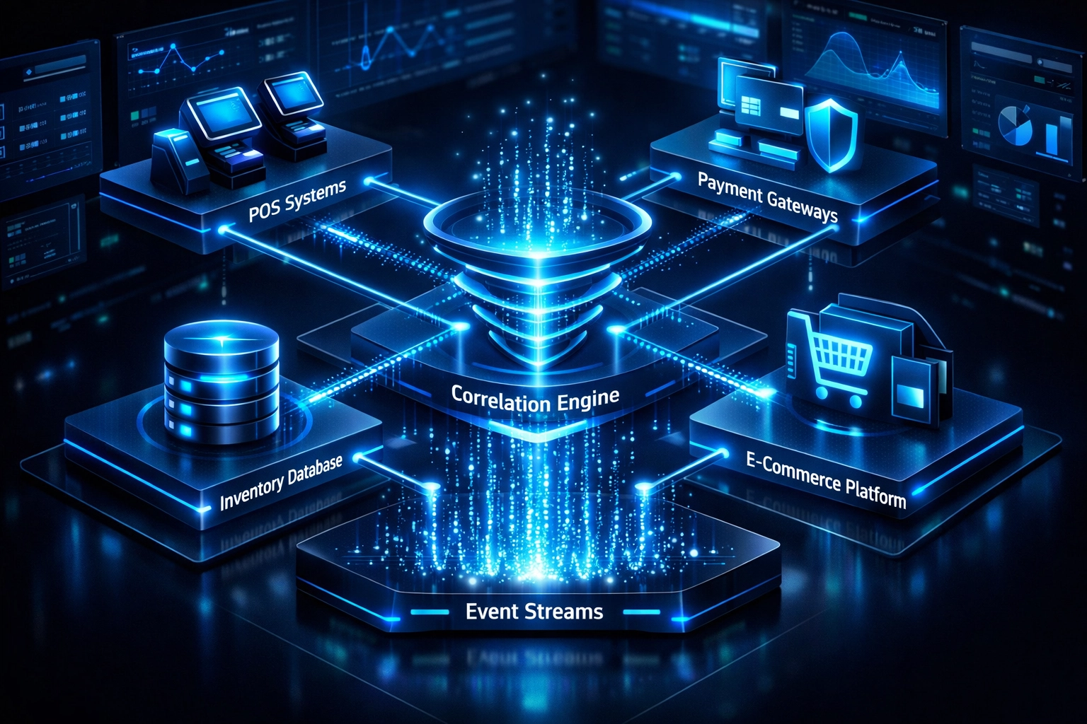 ServiceNow Service Mapping showing retail application dependencies and event correlation