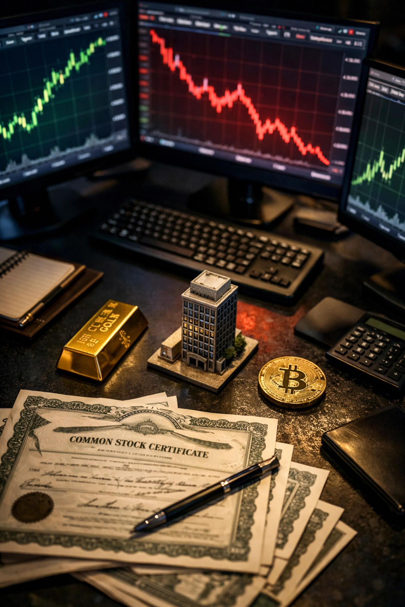 Alternative investment assets including real estate, crypto, and private equity for diversification