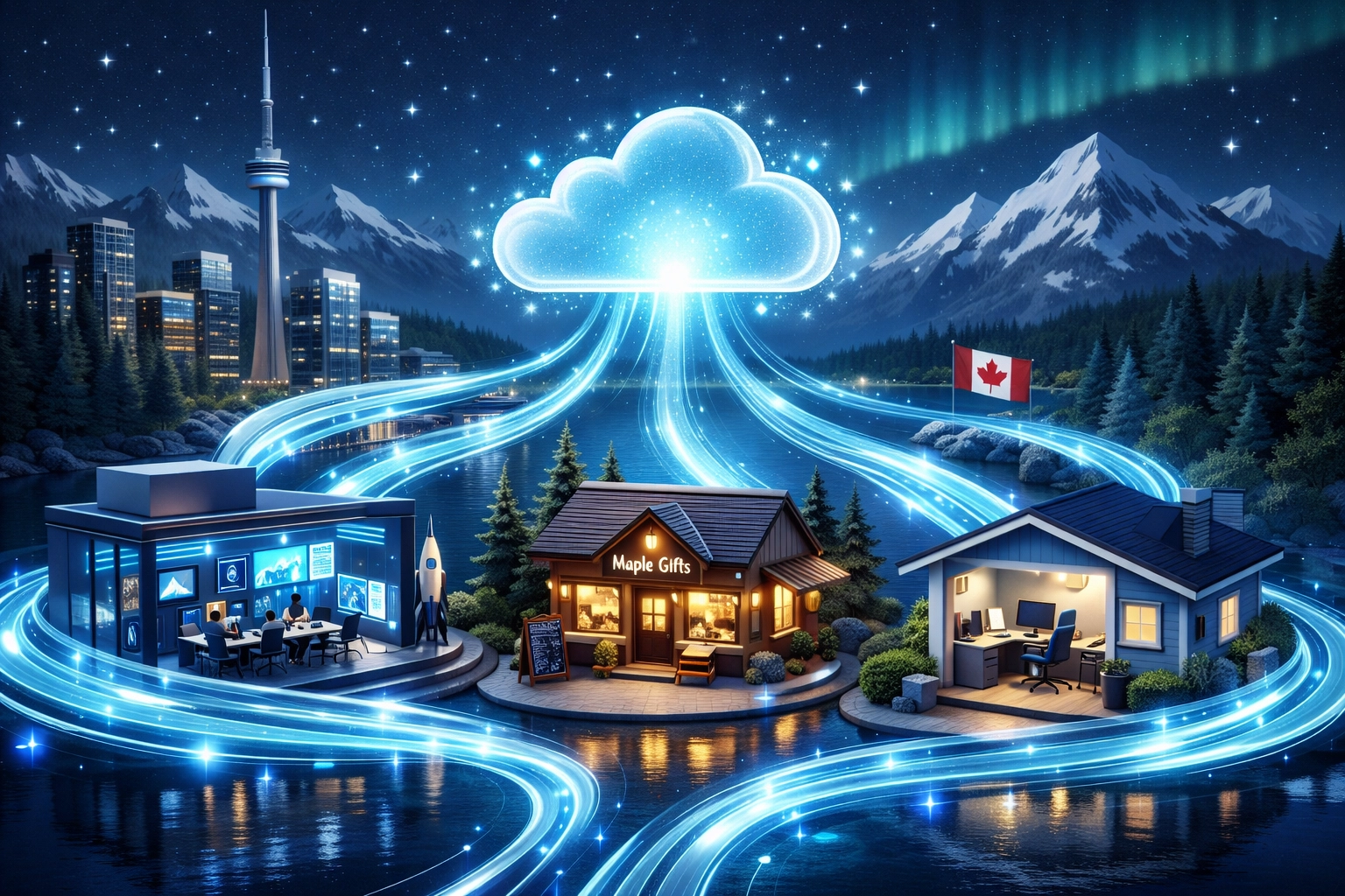 Cloud PBX Canada connecting remote business offices and home workspaces across the Canadian landscape.